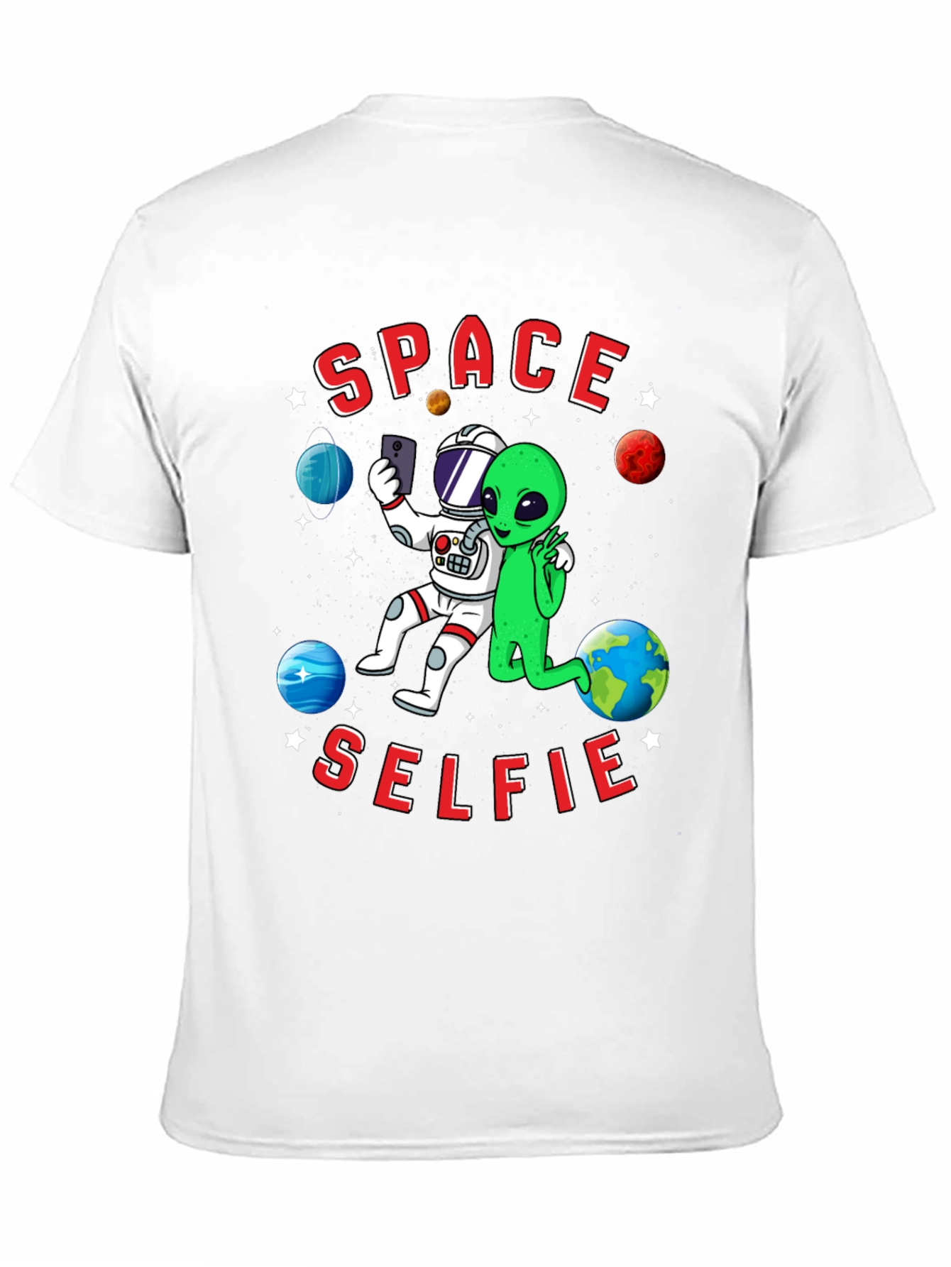 Space Selfie T-Shirt - Astronaut & Alien Graphic Tee