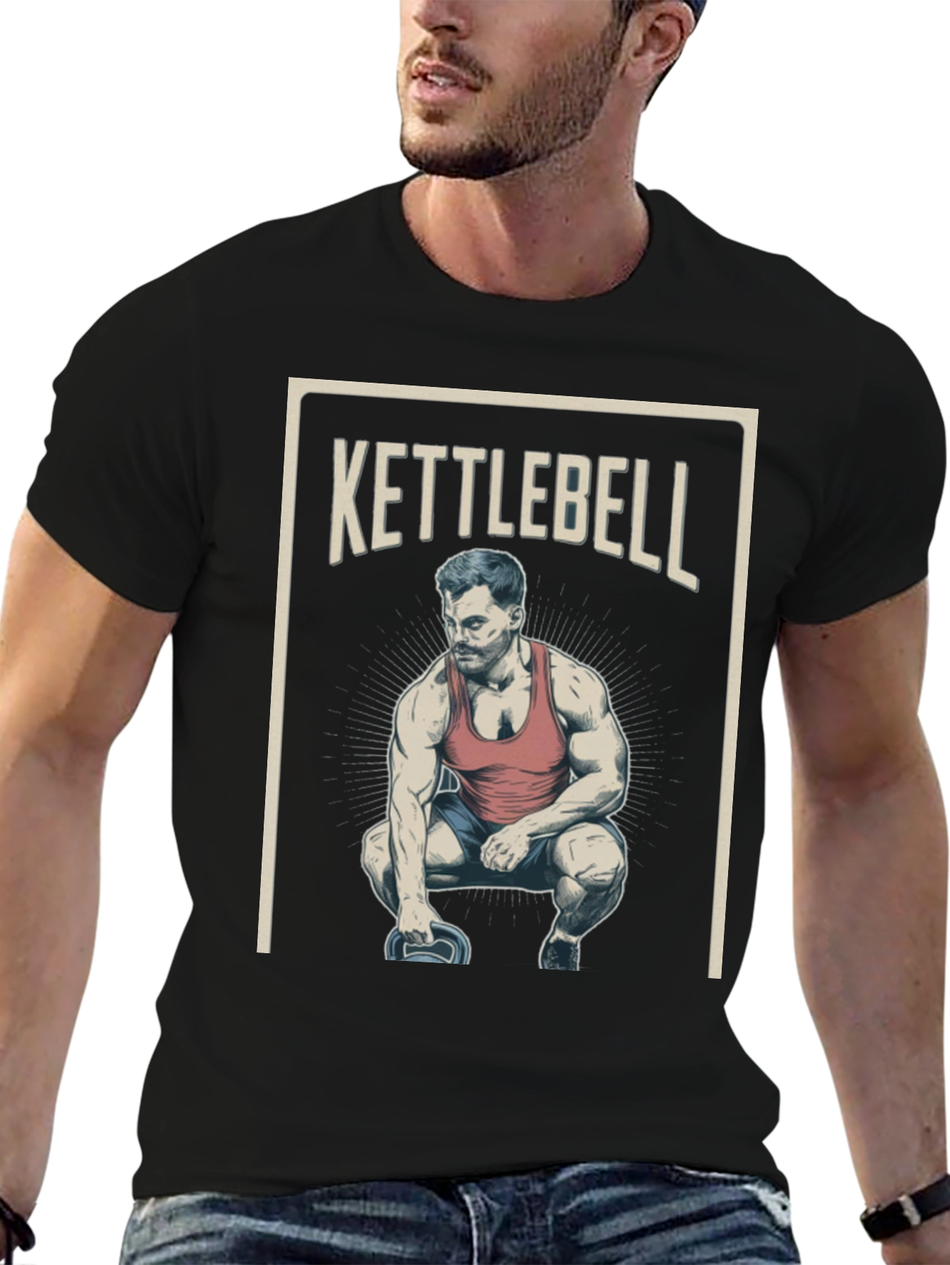 Kettlebell Squat Graphic T-Shirt - Workout Gym Tee