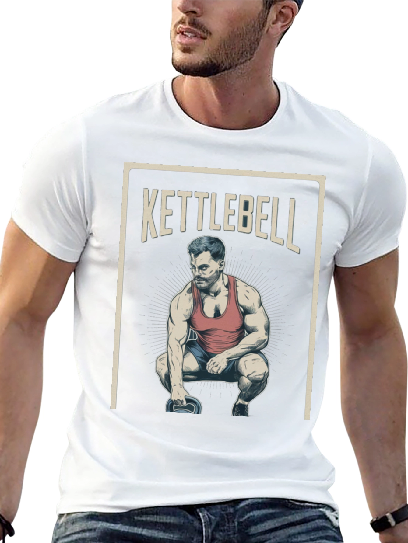 Kettlebell Squat Graphic T-Shirt - Workout Gym Tee