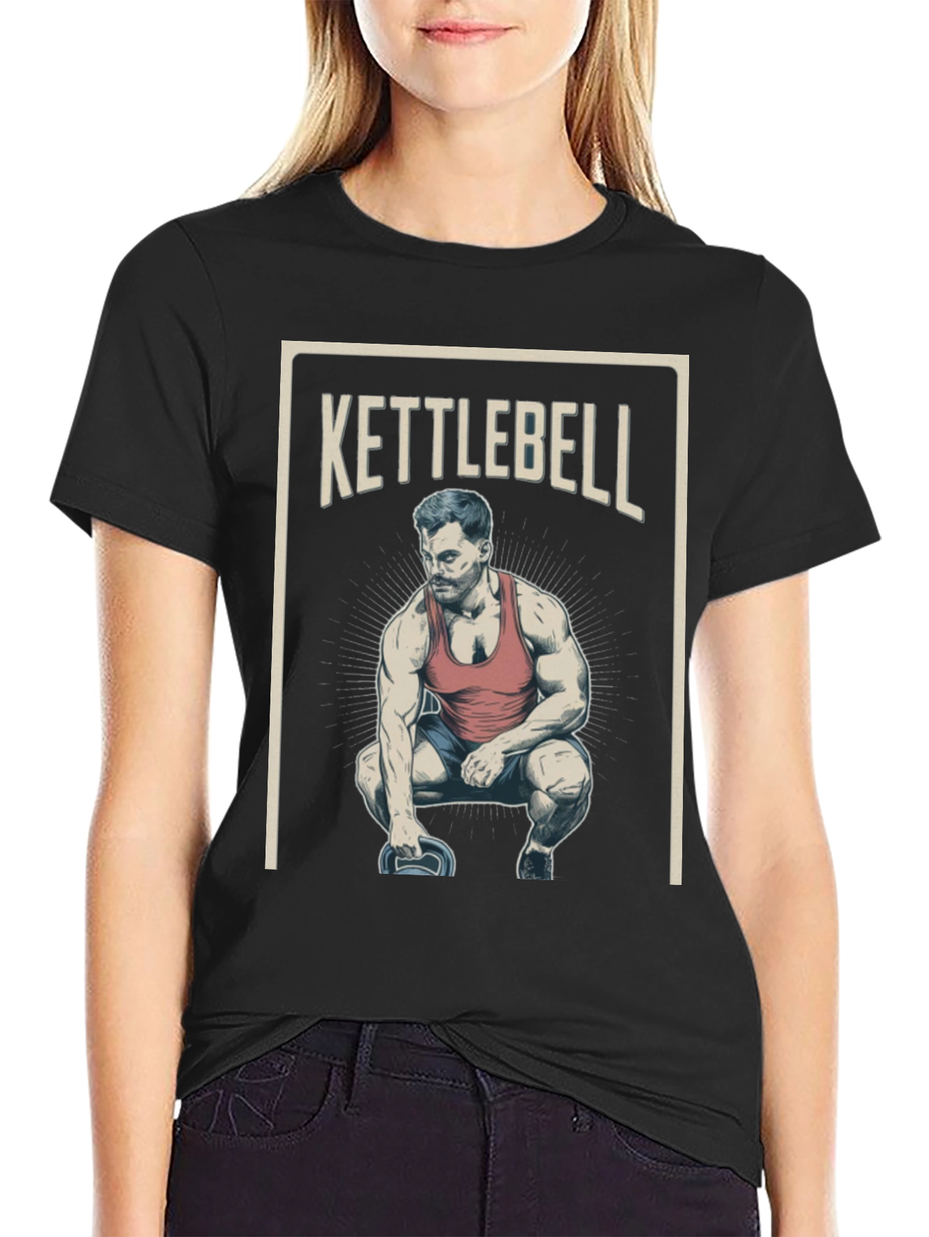 Kettlebell Squat Graphic T-Shirt - Workout Gym Tee