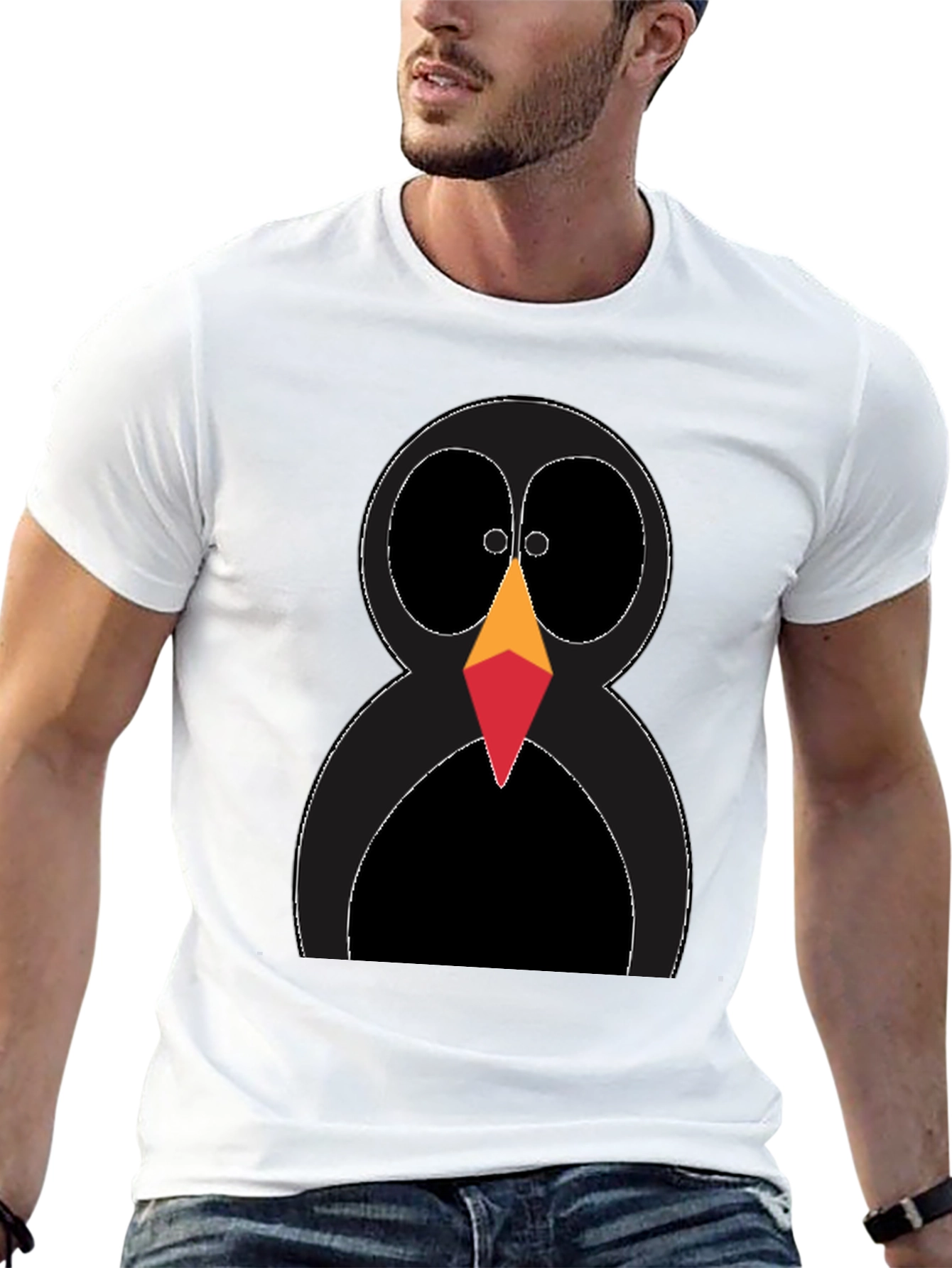 Funky Penguin Graphic Tee - Black Cotton T-Shirt