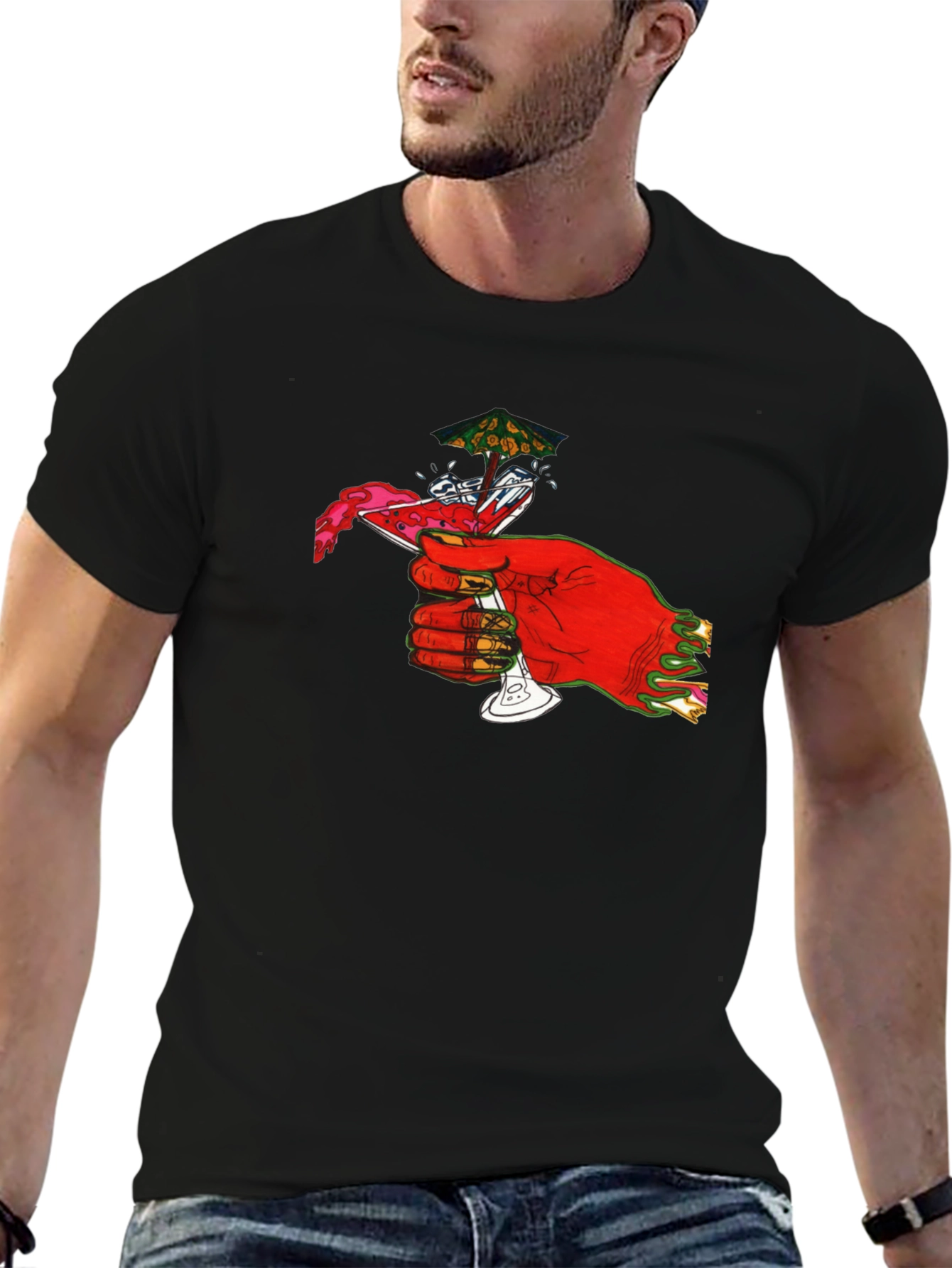 Red Hand Cocktail Graphic T-Shirt
