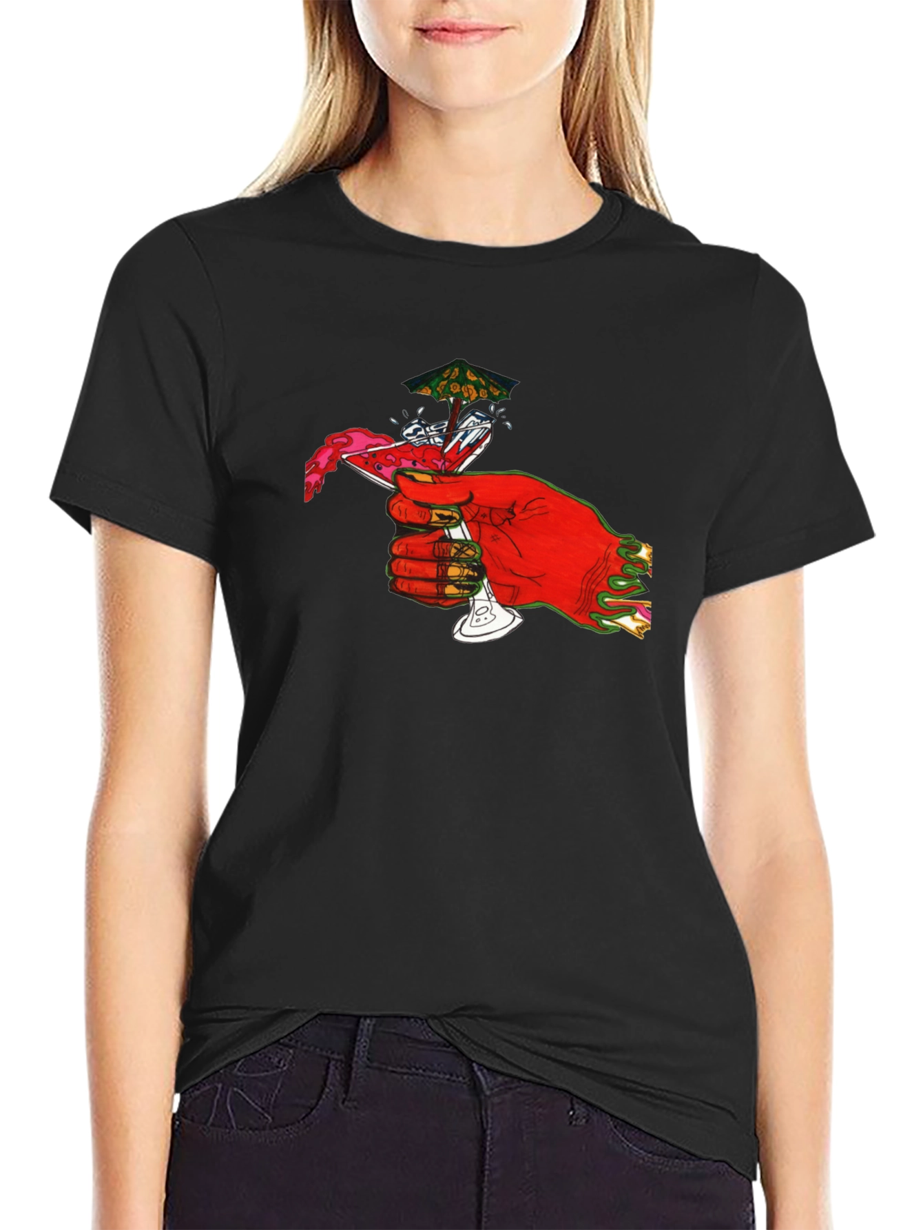 Red Hand Cocktail Graphic T-Shirt