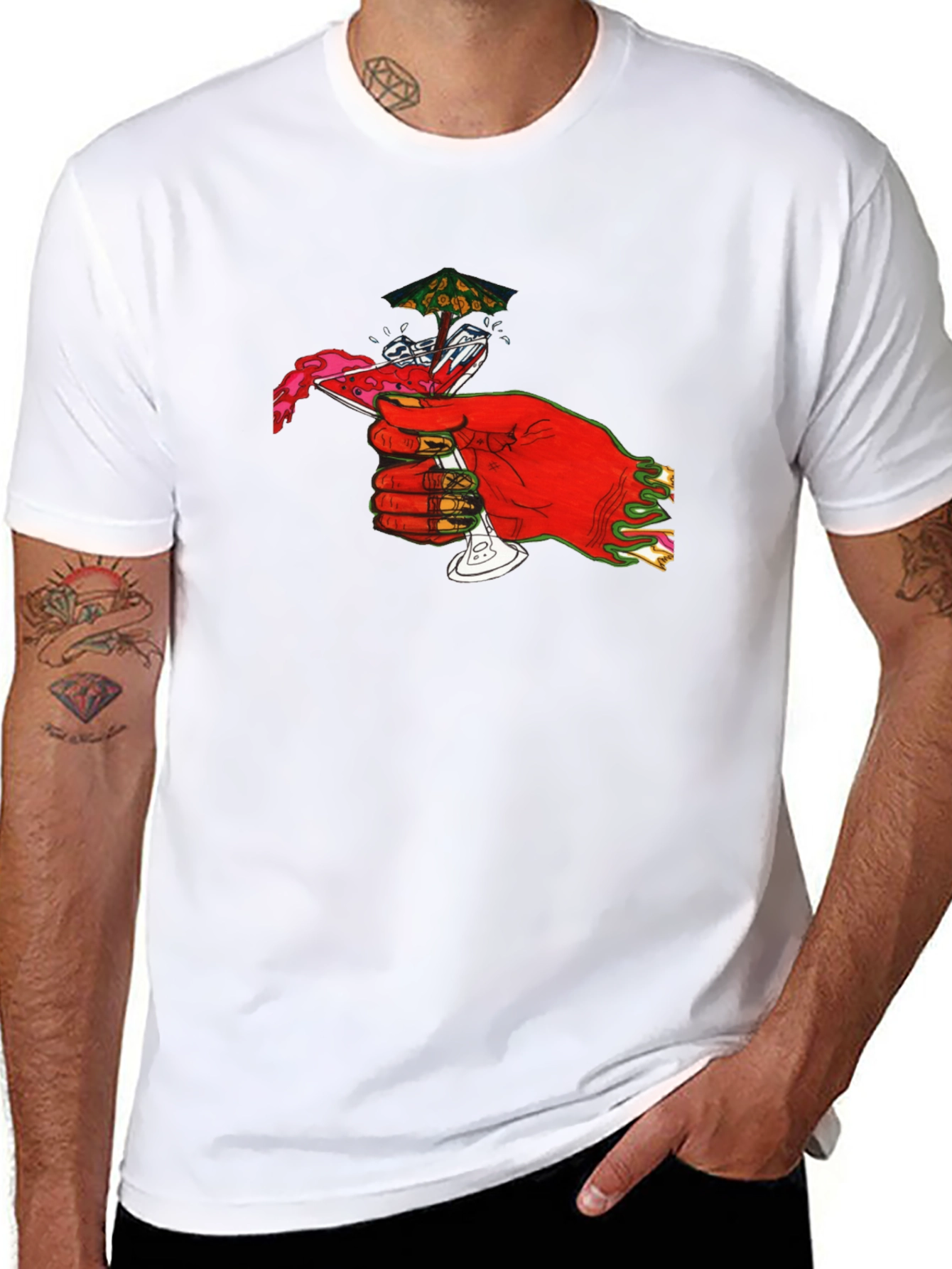 Red Hand Cocktail Graphic T-Shirt