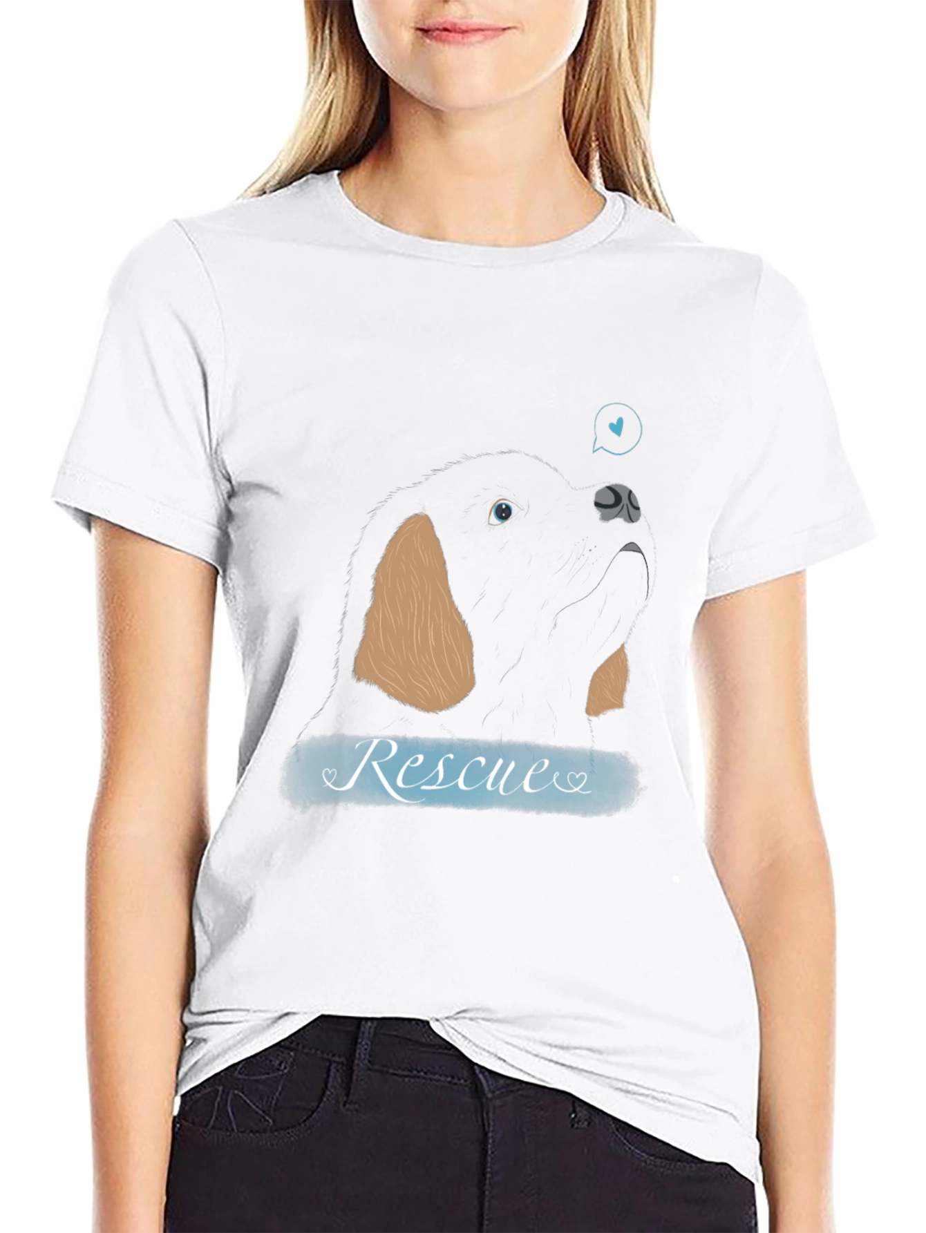 Rescue Dog Graphic T-Shirt – Black Animal Lover Tee – Promote Pet Adoption