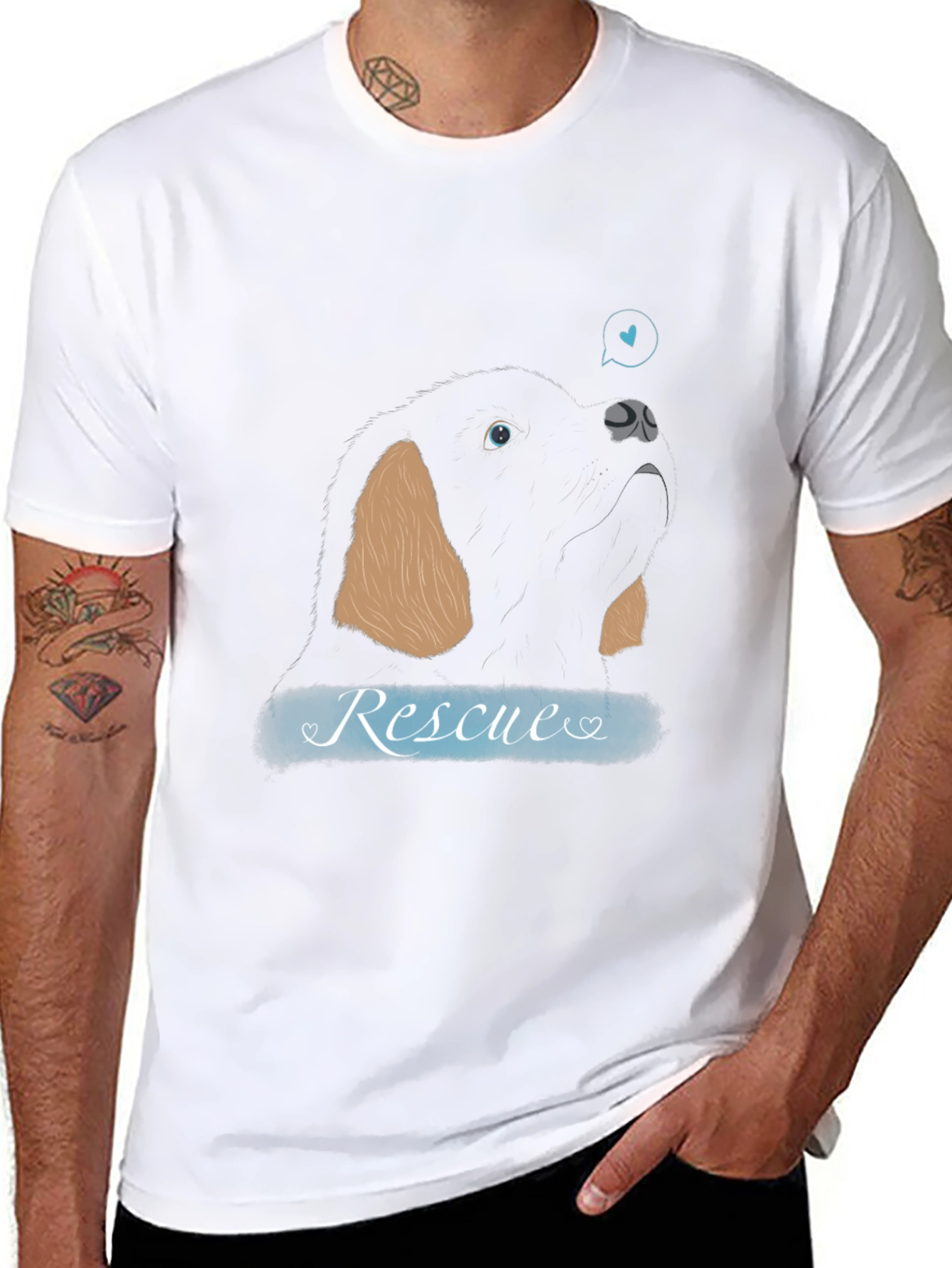 Rescue Dog Graphic T-Shirt – Black Animal Lover Tee – Promote Pet Adoption