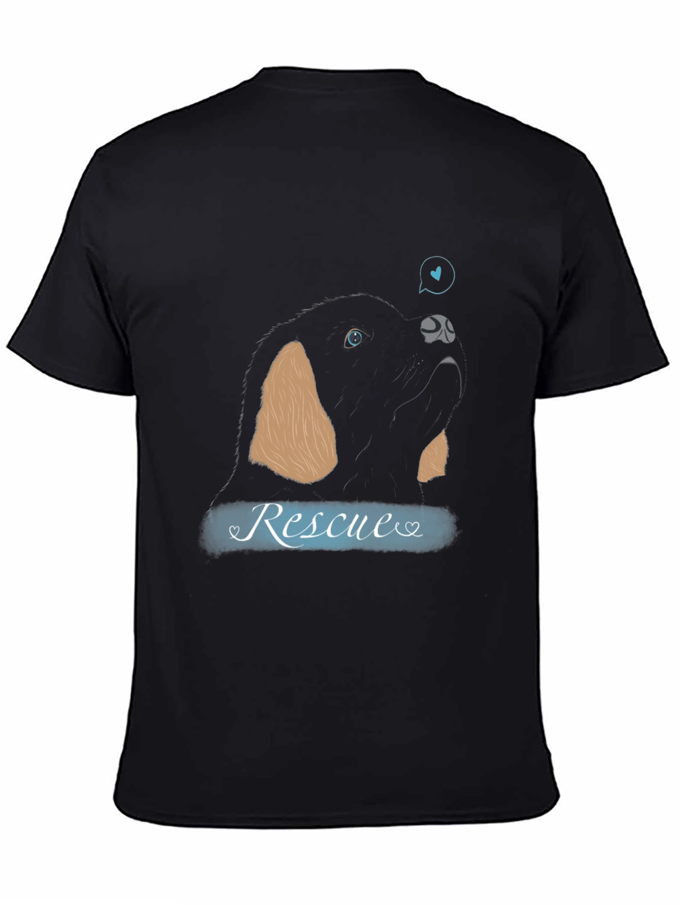 Rescue Dog Graphic T-Shirt – Black Animal Lover Tee – Promote Pet Adoption