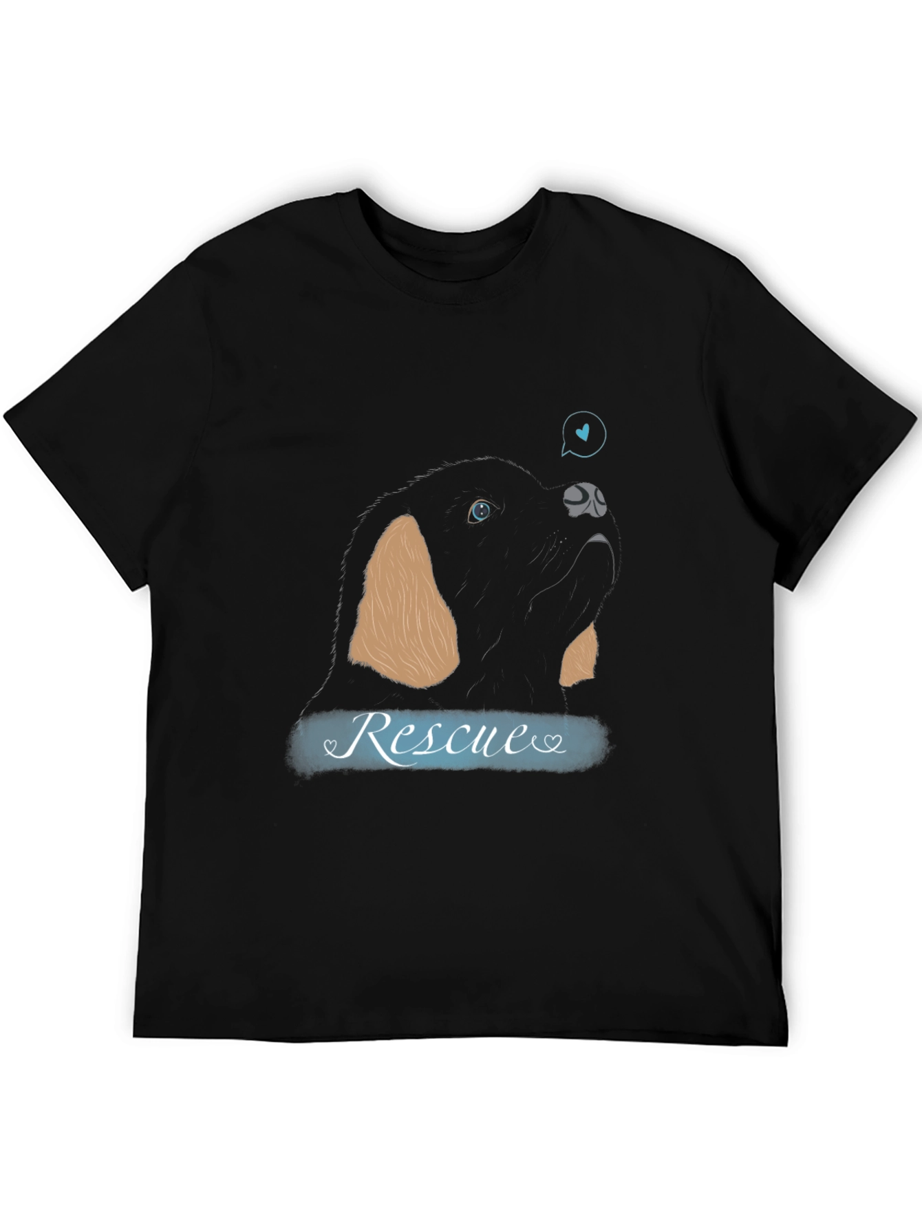 Rescue Dog Graphic T-Shirt – Black Animal Lover Tee – Promote Pet Adoption