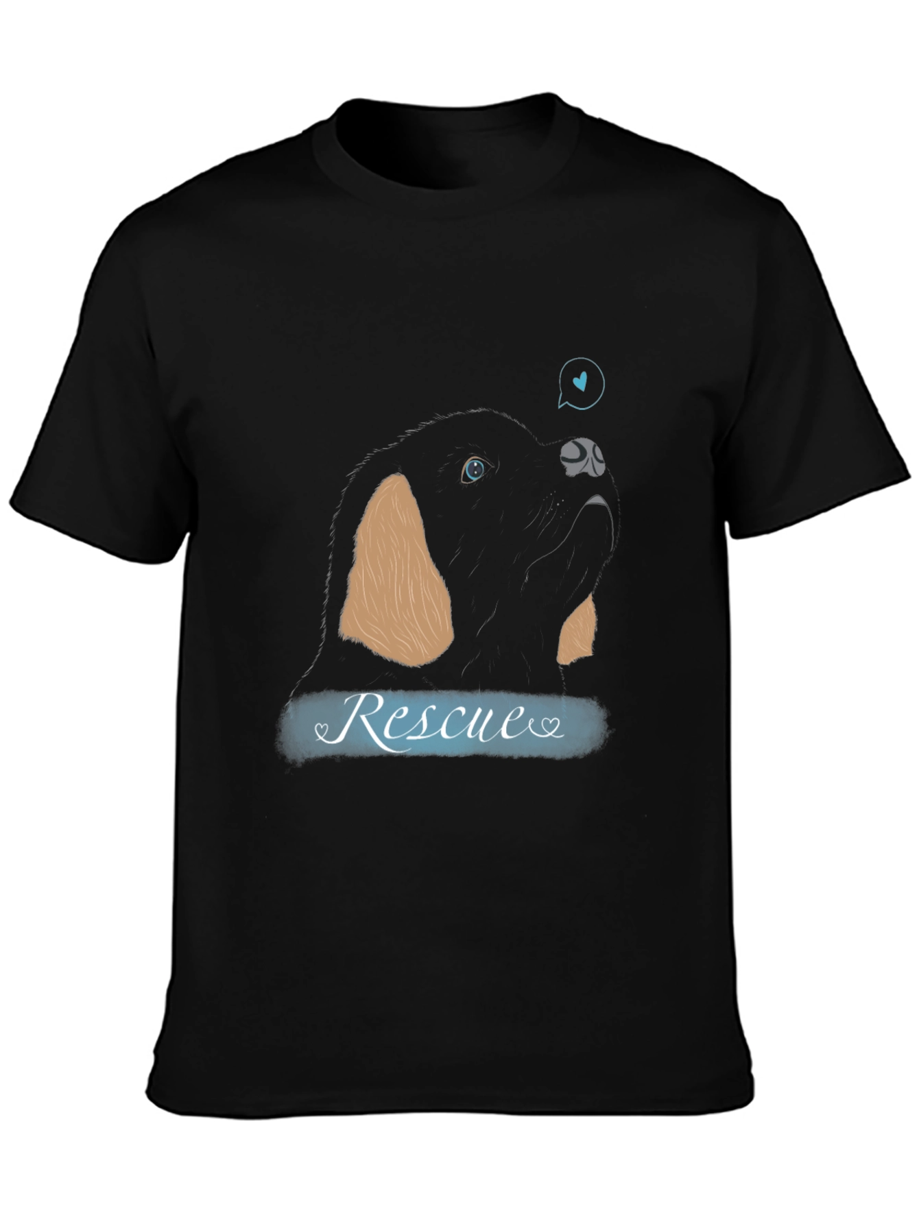 Rescue Dog Graphic T-Shirt – Black Animal Lover Tee – Promote Pet Adoption