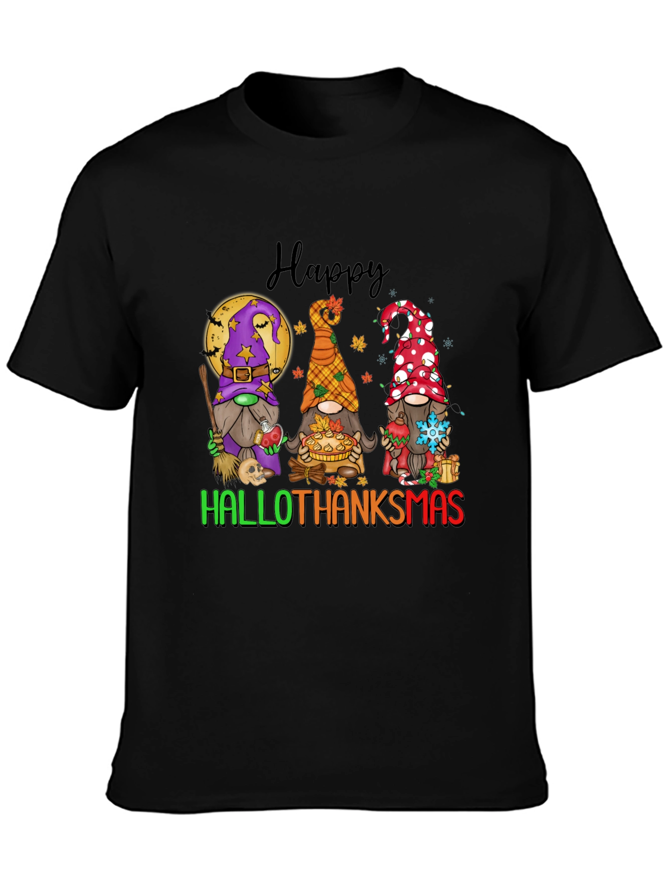 Hallothanksmas Gnomes T-Shirt Holiday Tee