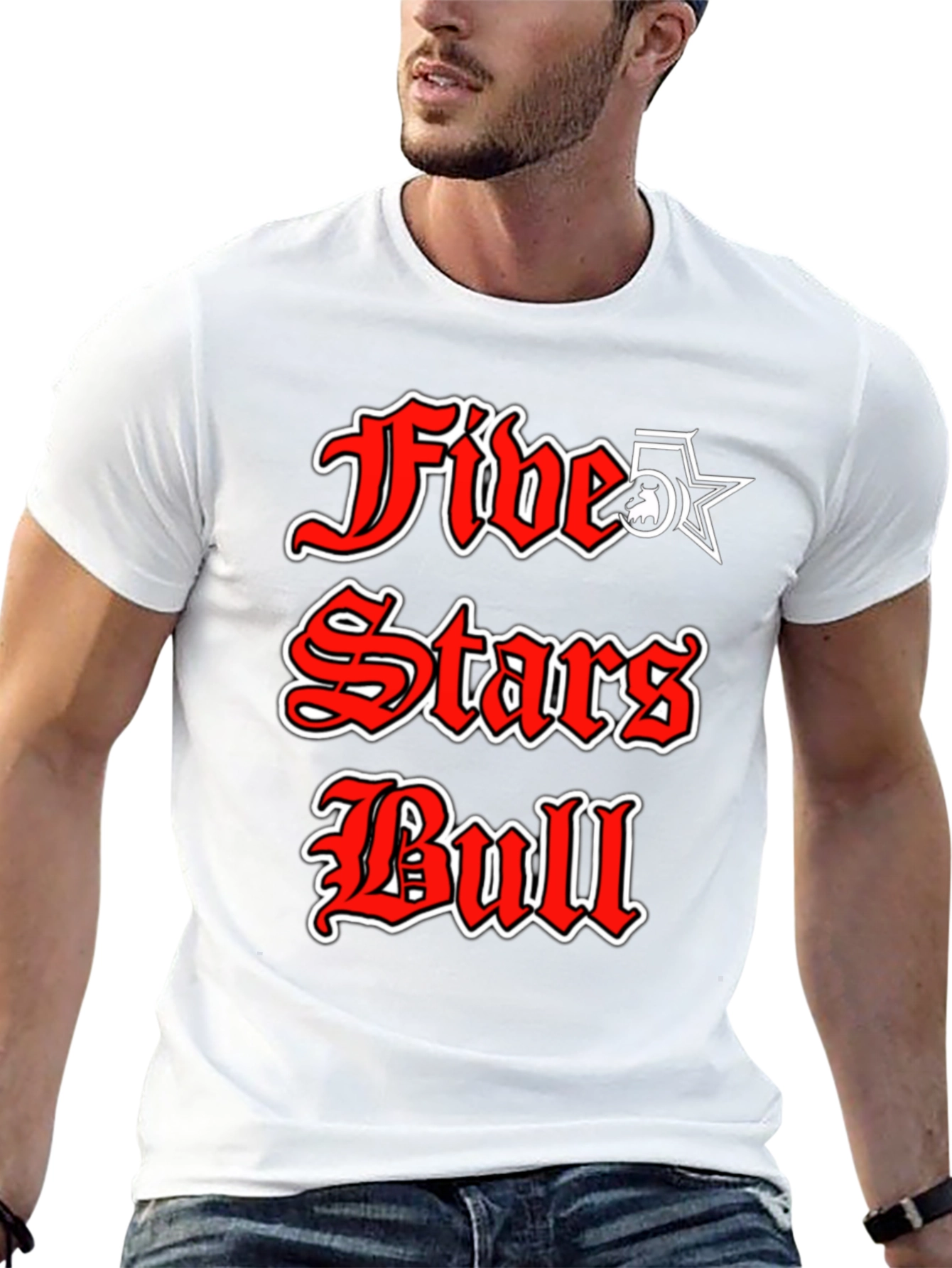 Five Stars Bull Graphic T-Shirt