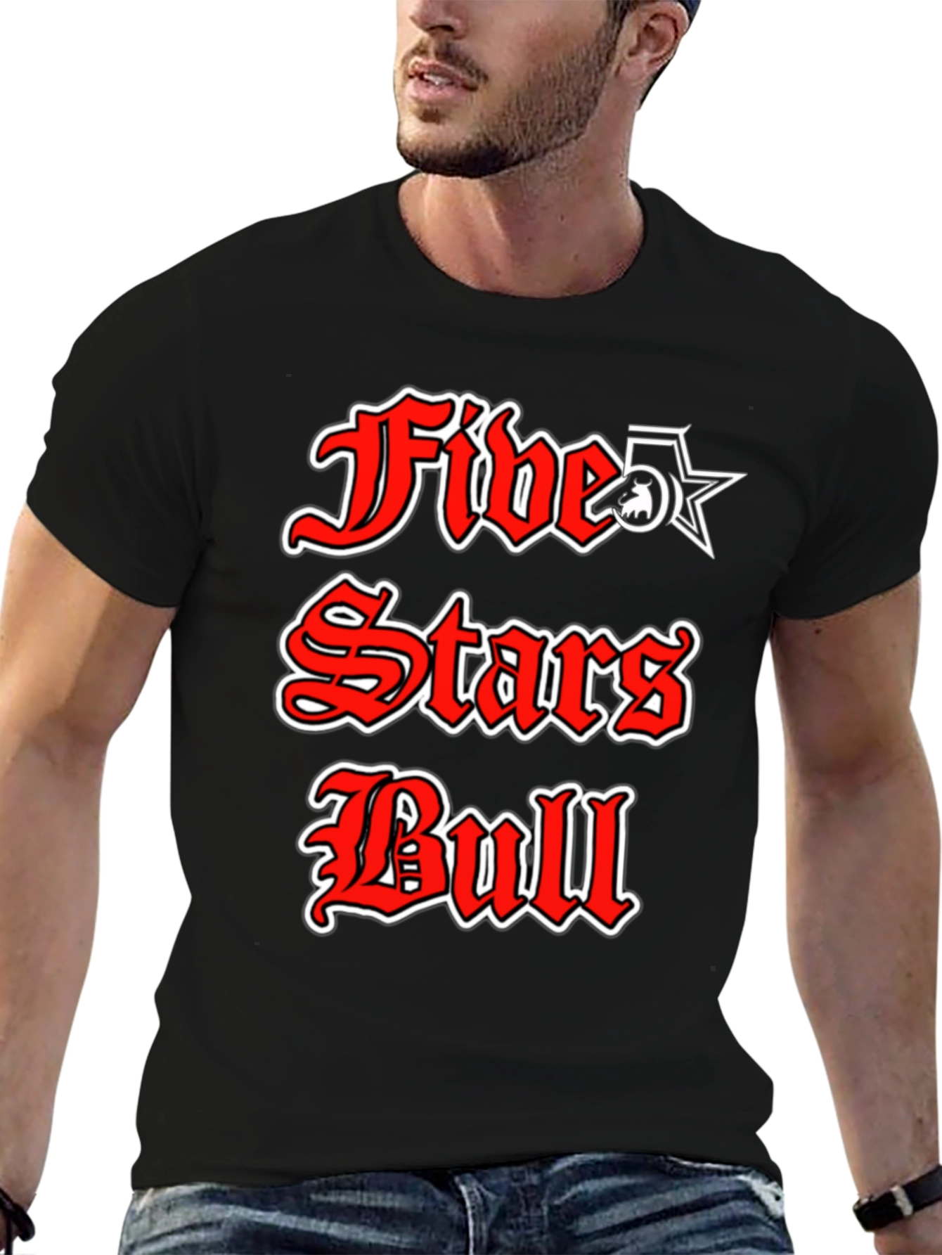Five Stars Bull Graphic T-Shirt