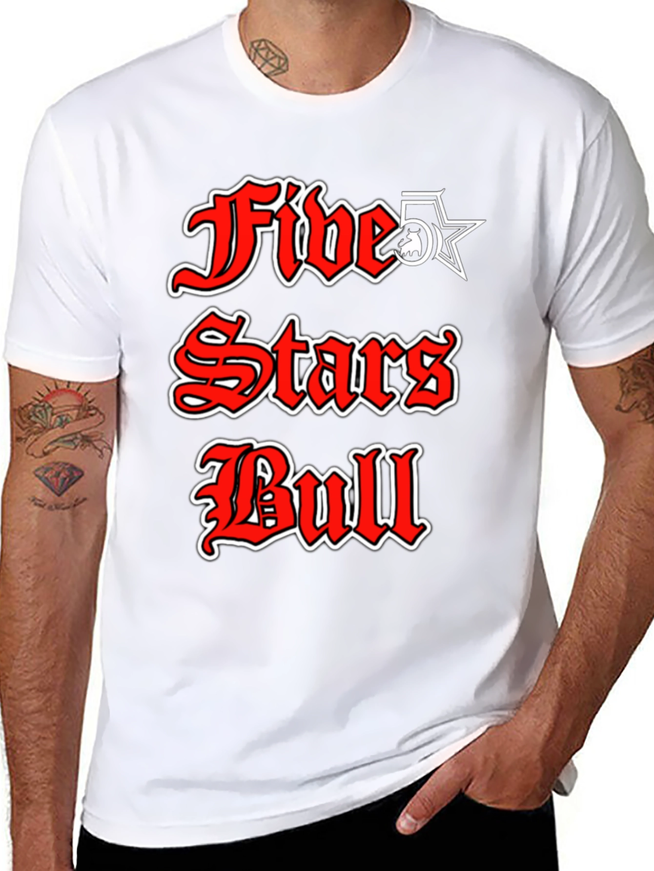 Five Stars Bull Graphic T-Shirt