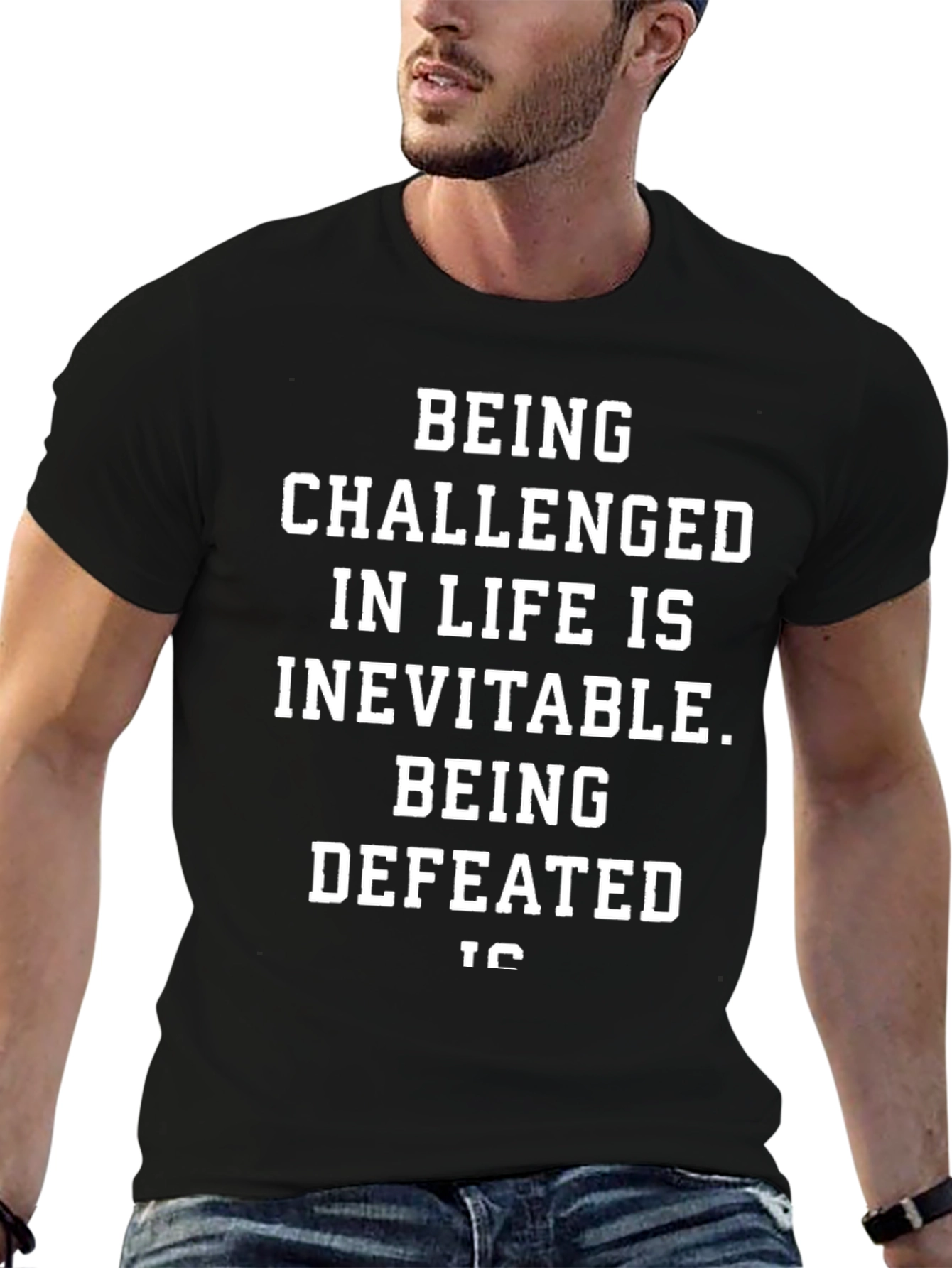 Inspirational Graphic T-Shirt - Challenge & Defeat