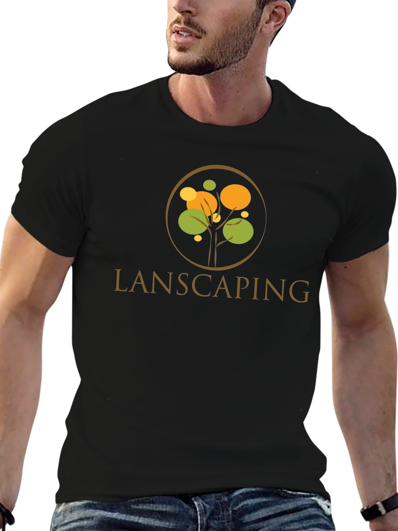 Lanscaping Tree Logo Black T-Shirt