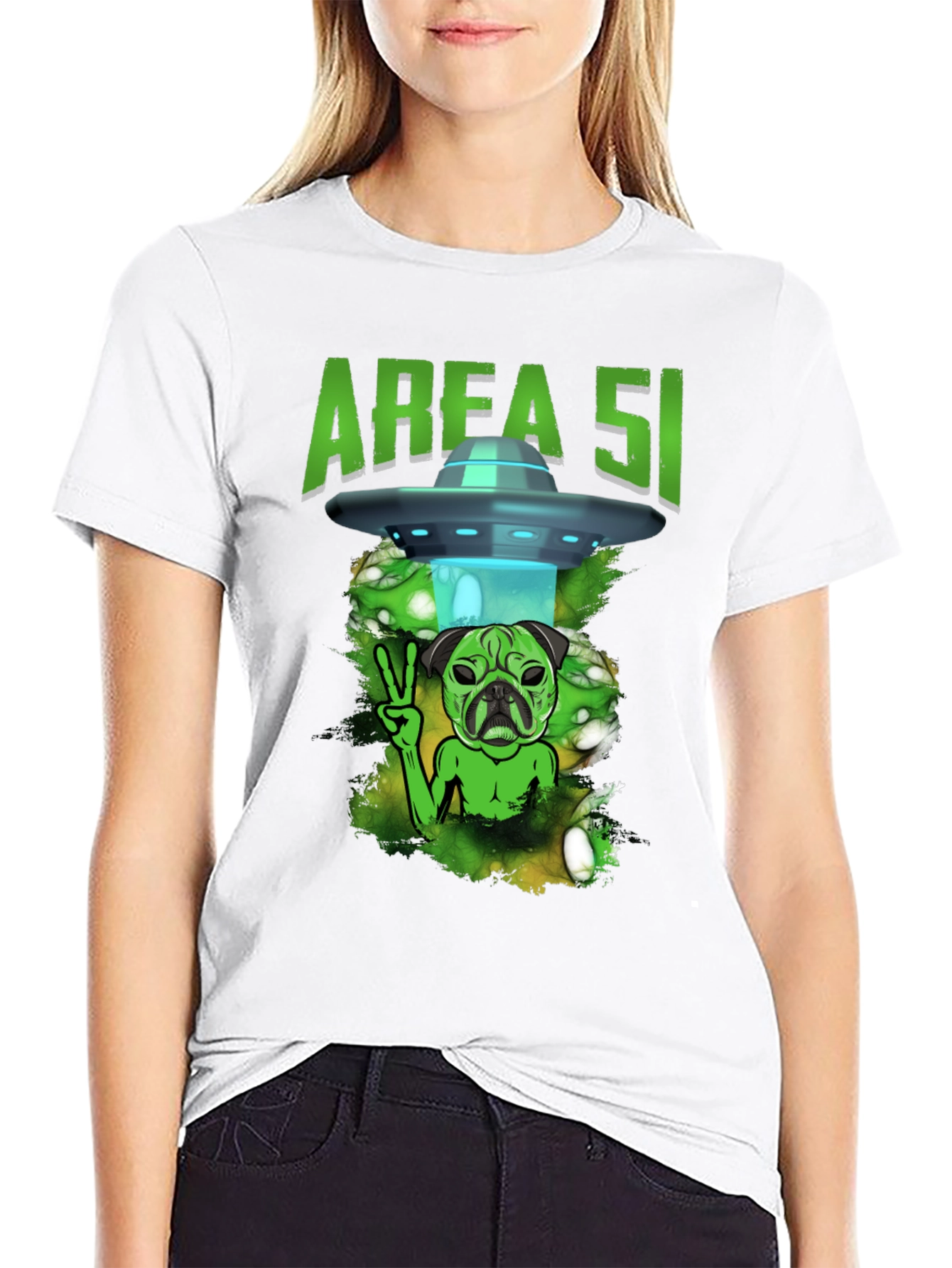 Area 51 Alien Pug T-Shirt
