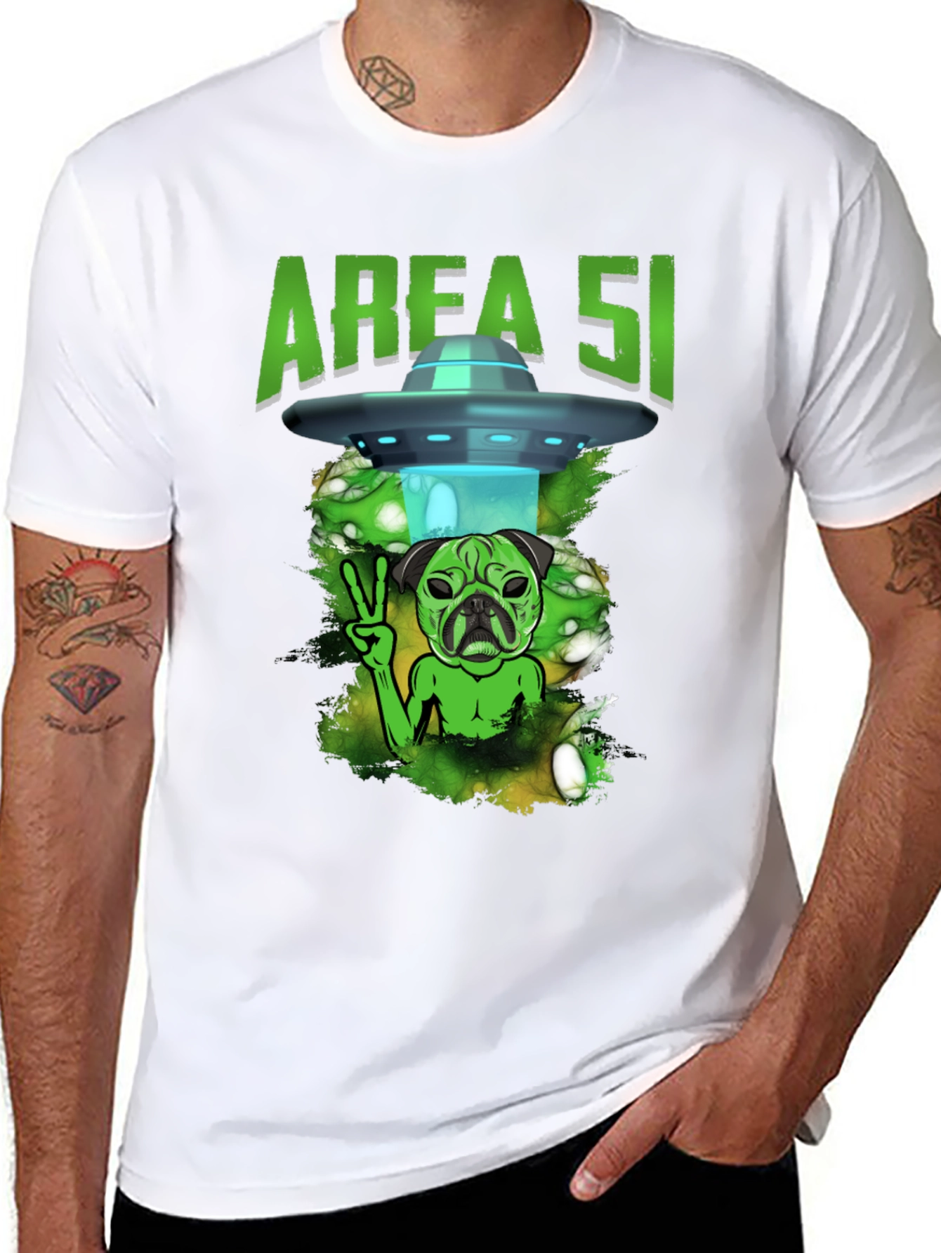 Area 51 Alien Pug T-Shirt