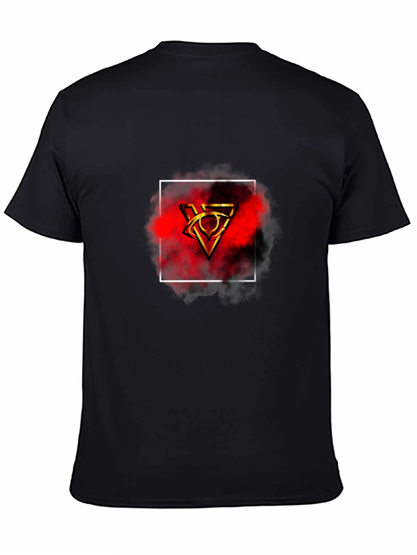 Mens Black T-Shirt with Geometric Graphic Print