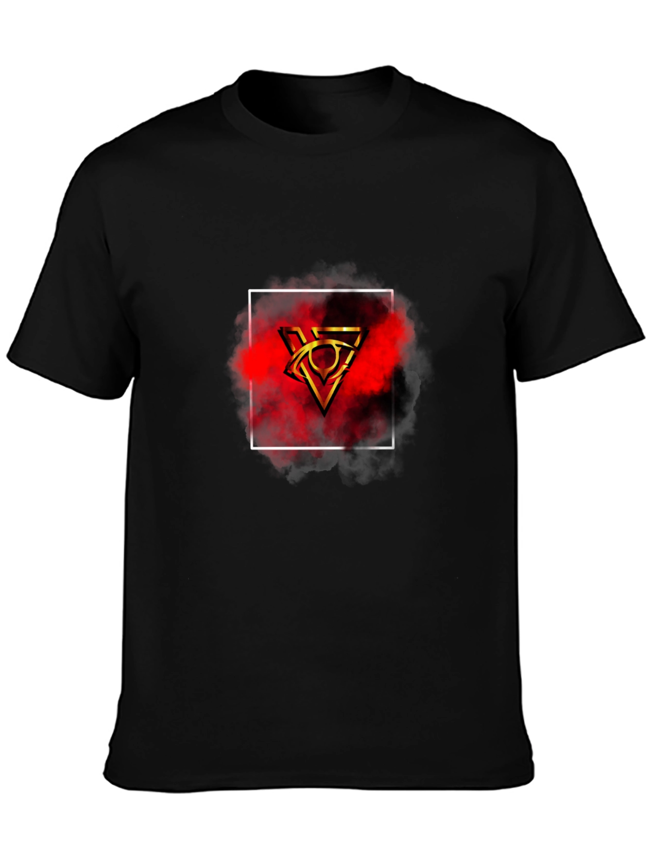 Mens Black T-Shirt with Geometric Graphic Print