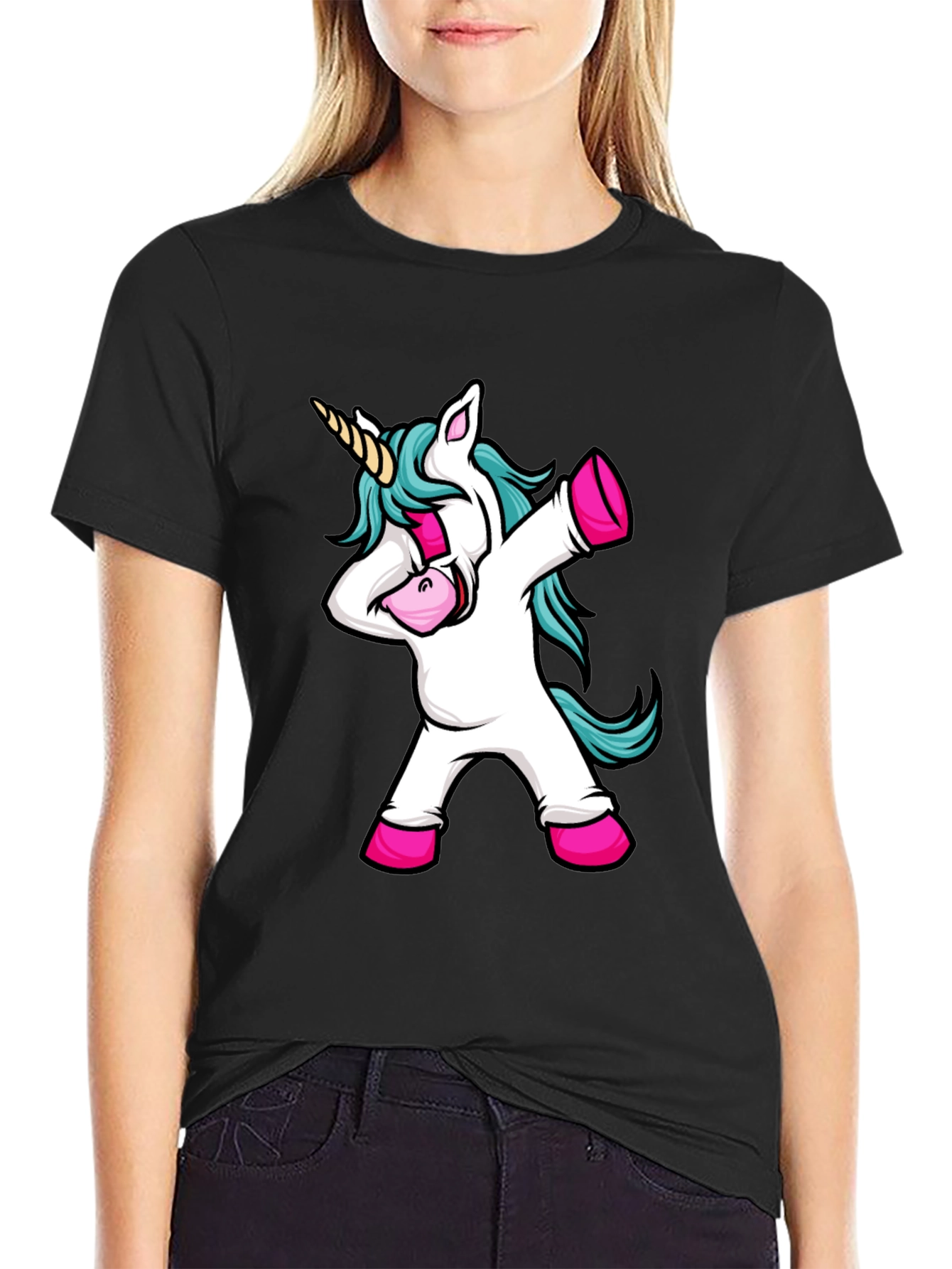 Dabbing Unicorn Black Graphic Tee