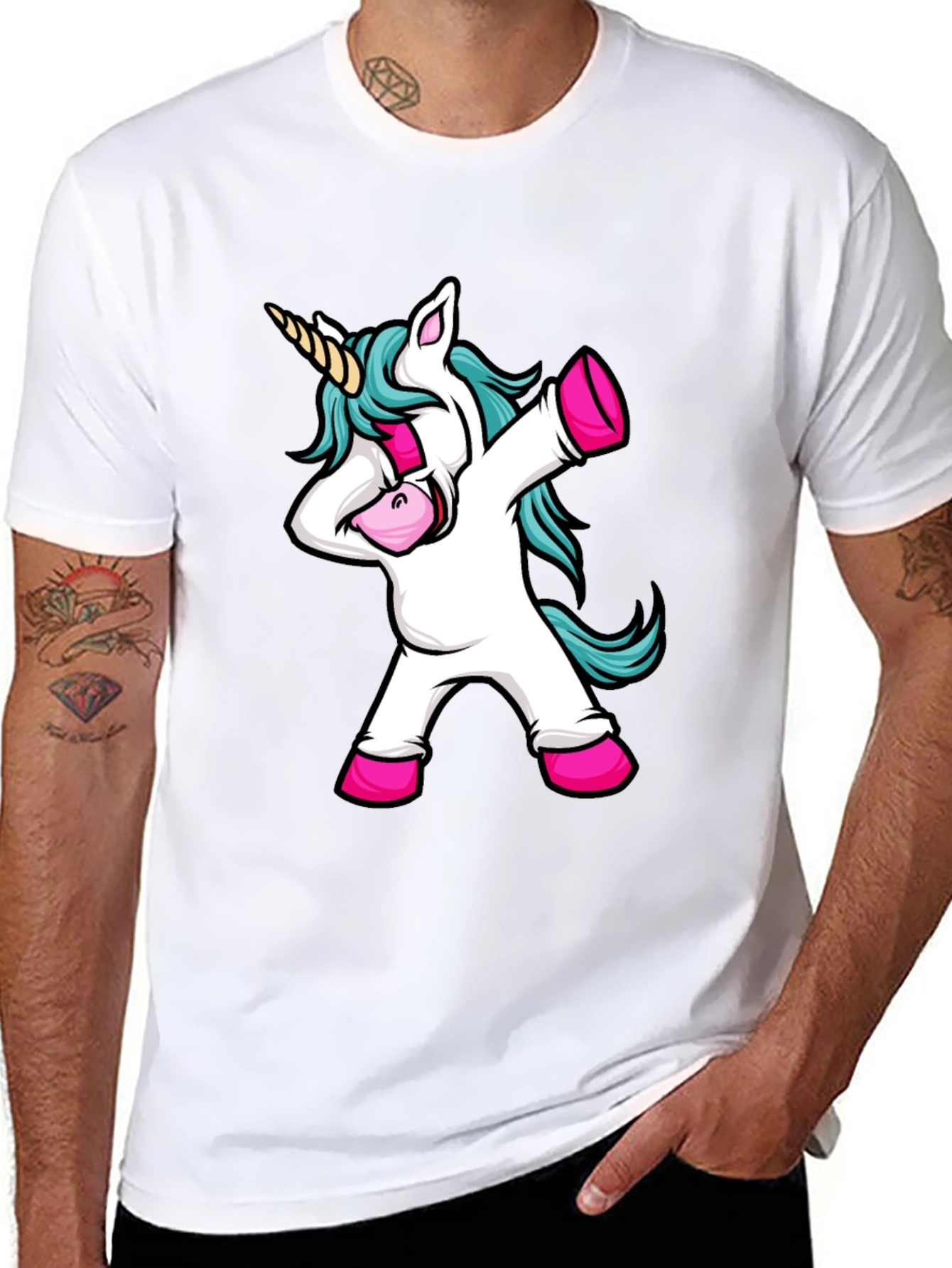 Dabbing Unicorn Black Graphic Tee