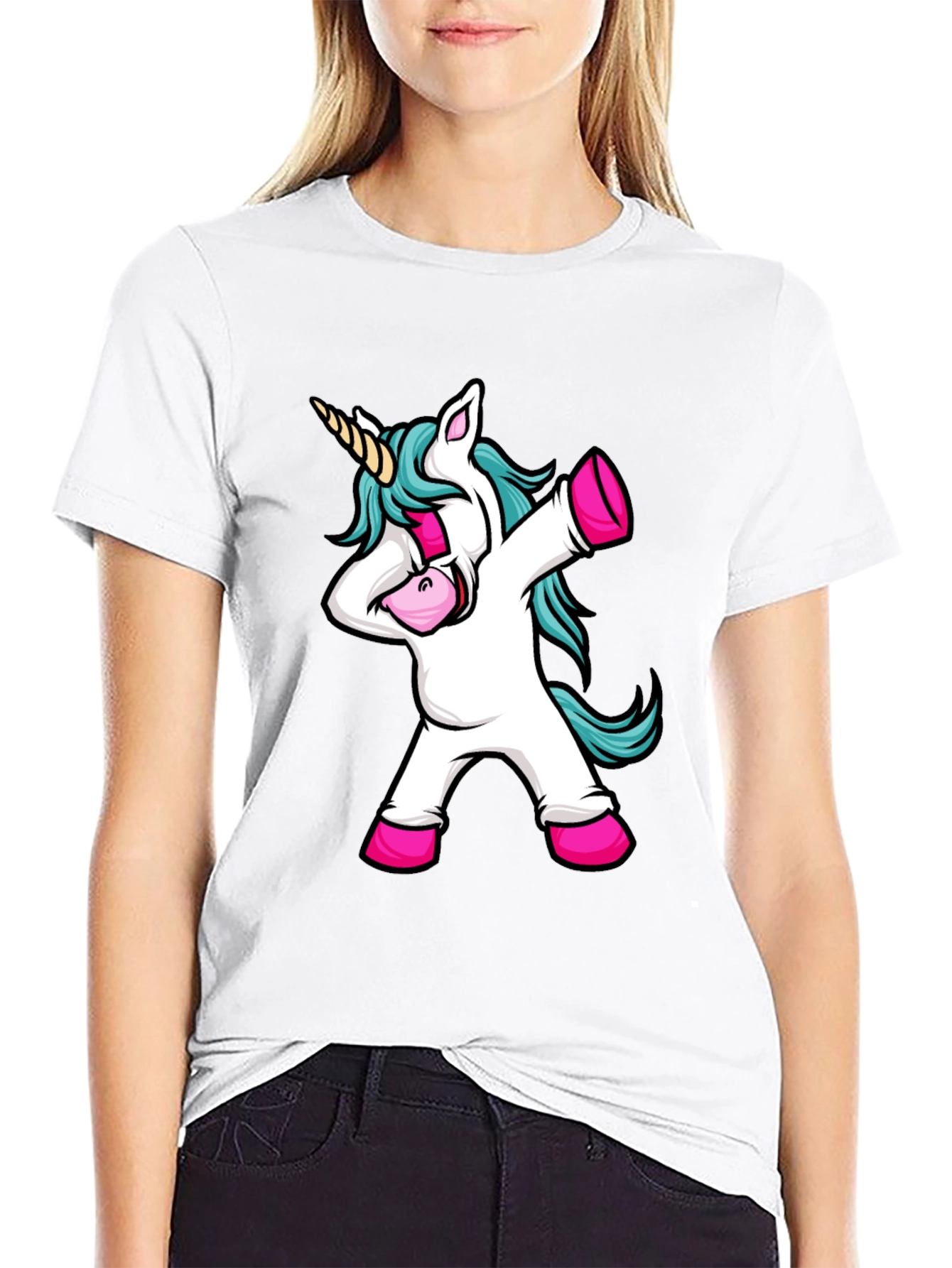 Dabbing Unicorn Black Graphic Tee
