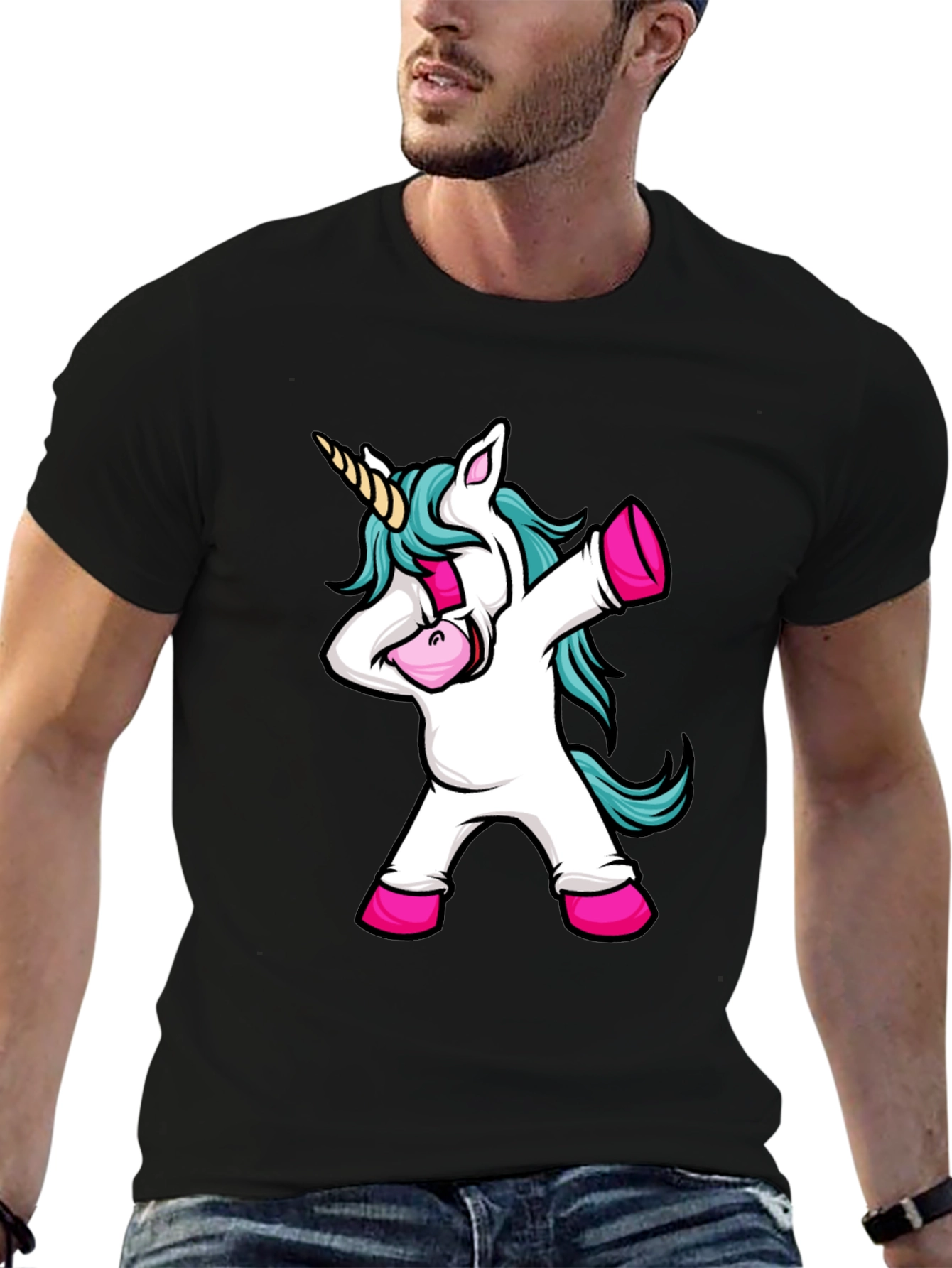 Dabbing Unicorn Black Graphic Tee