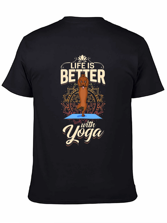 Yoga Dog Graphic T-Shirt - Life is Better with Yoga