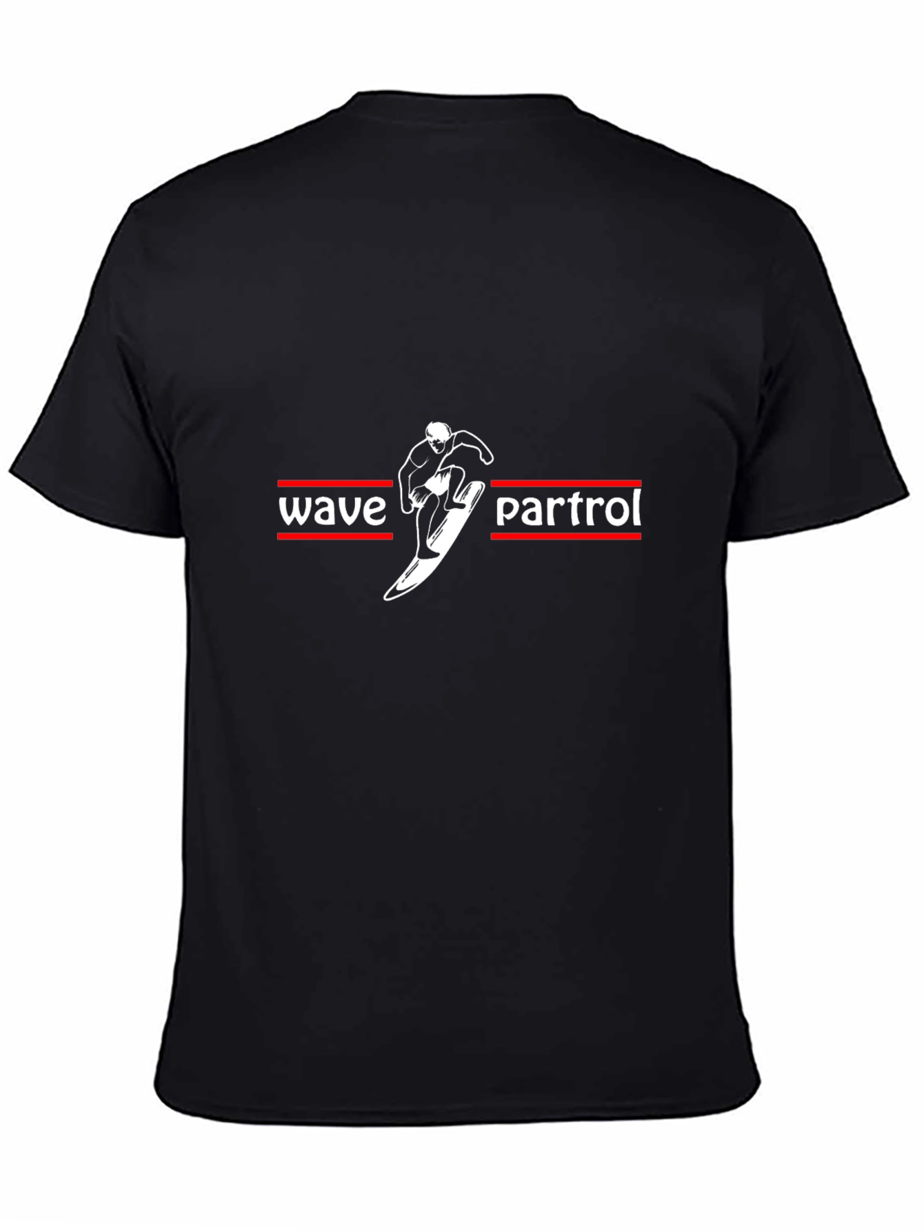 Wave Patrol Surfer Graphic T-Shirt - Black