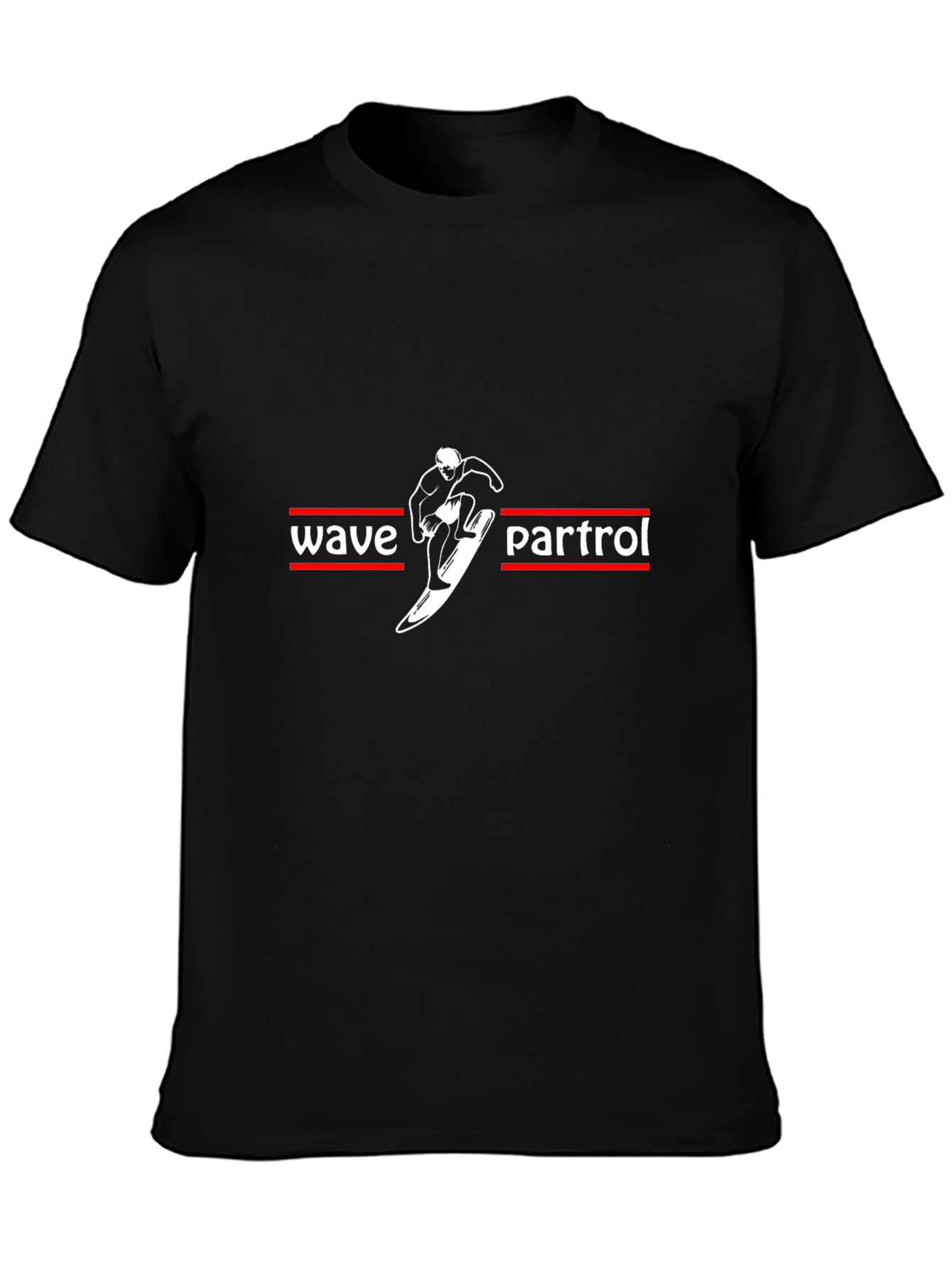 Wave Patrol Surfer Graphic T-Shirt - Black
