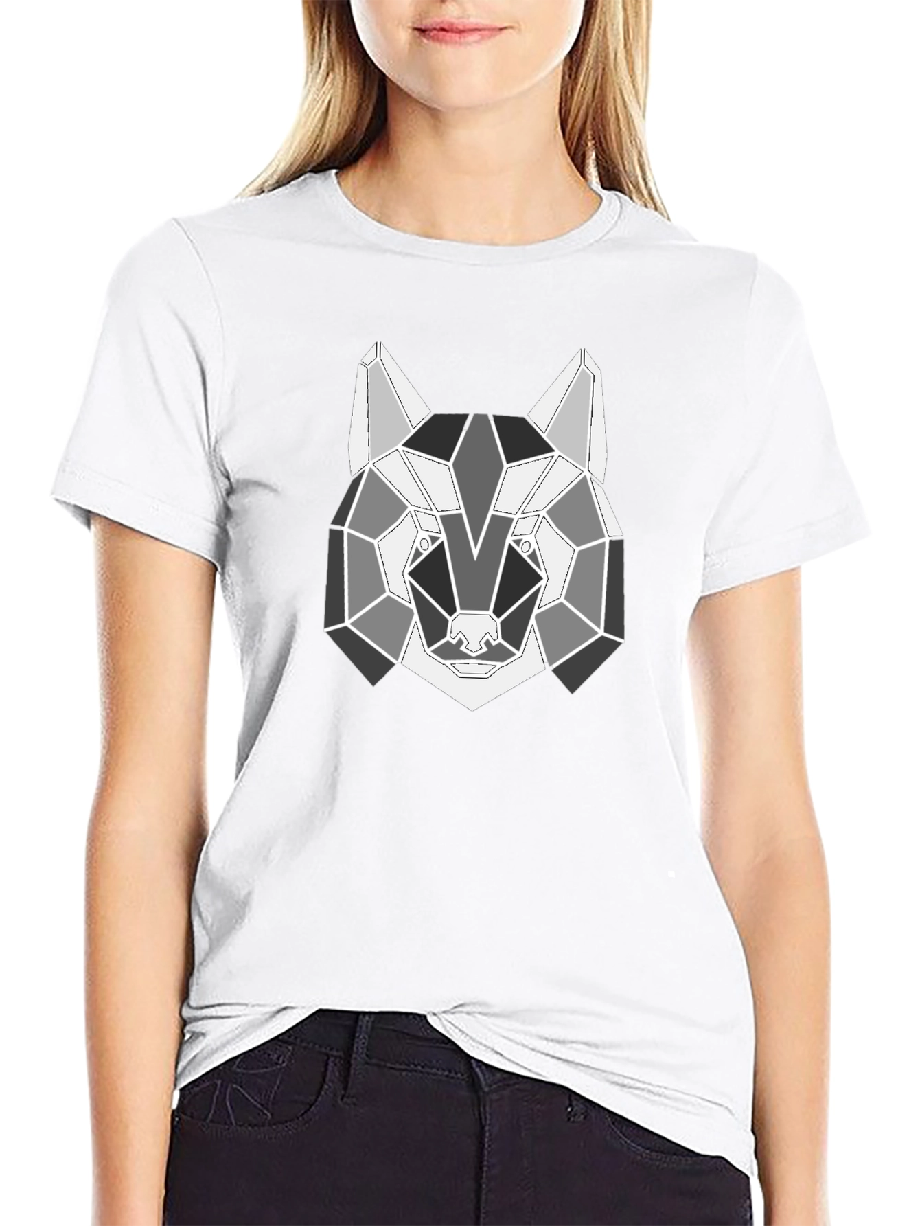 Geometric Wolf T-Shirt - Modern Animal Design