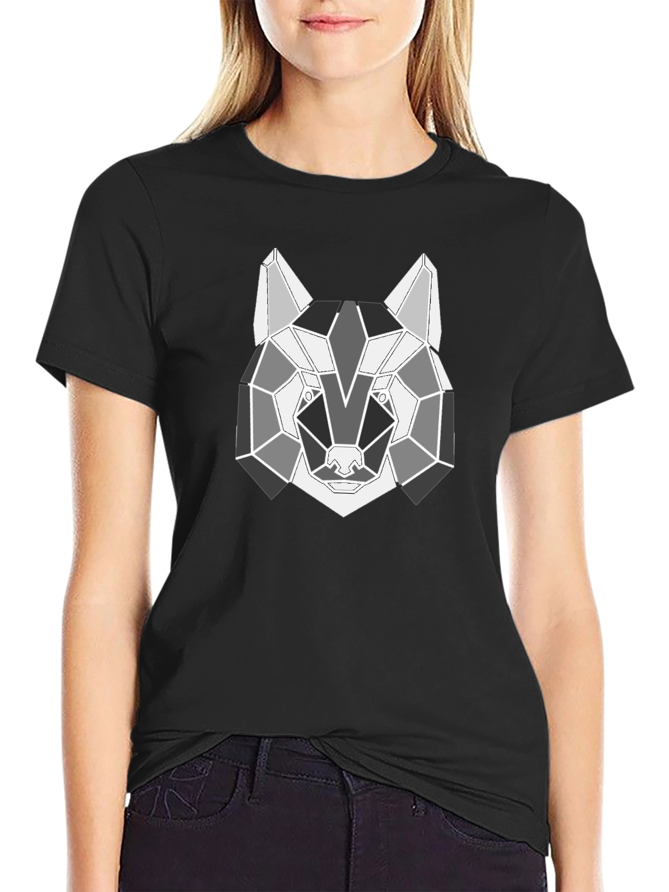 Geometric Wolf T-Shirt - Modern Animal Design
