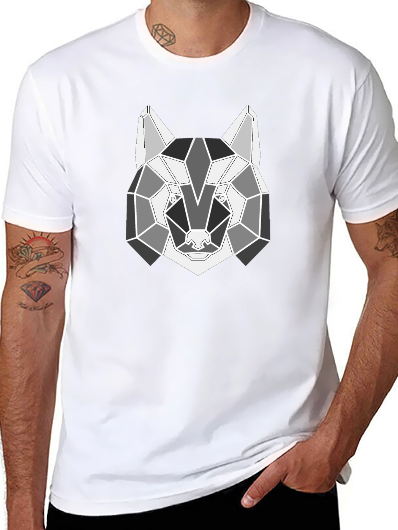 Geometric Wolf T-Shirt - Modern Animal Design