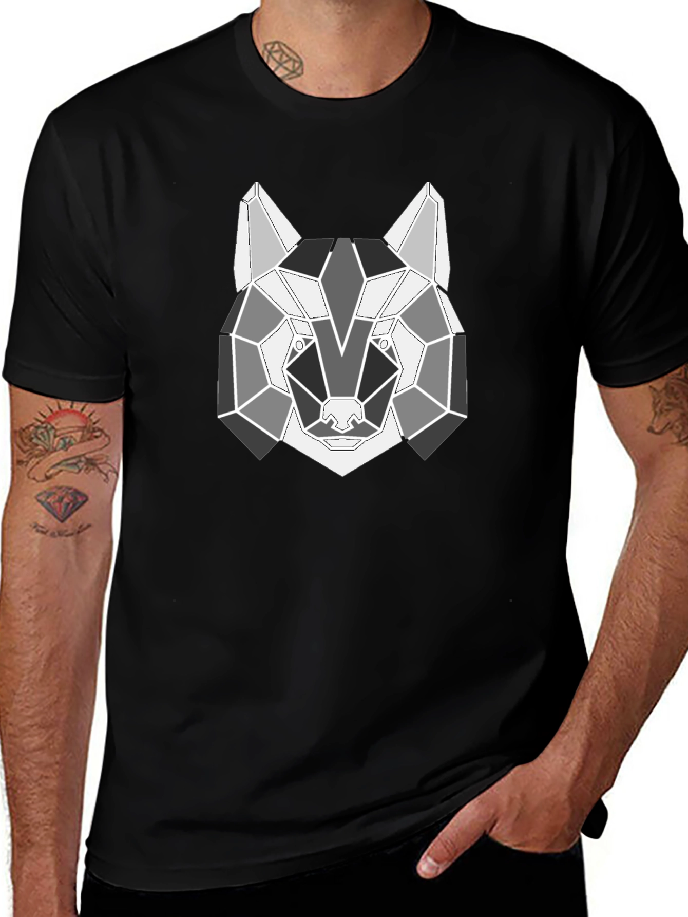Geometric Wolf T-Shirt - Modern Animal Design