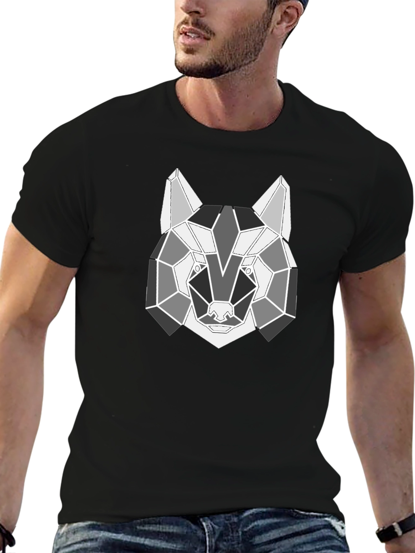 Geometric Wolf T-Shirt - Modern Animal Design