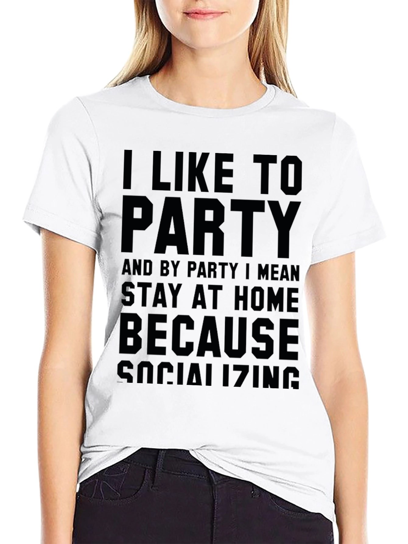 I Like To Party Slogan Black Graphic Tee
