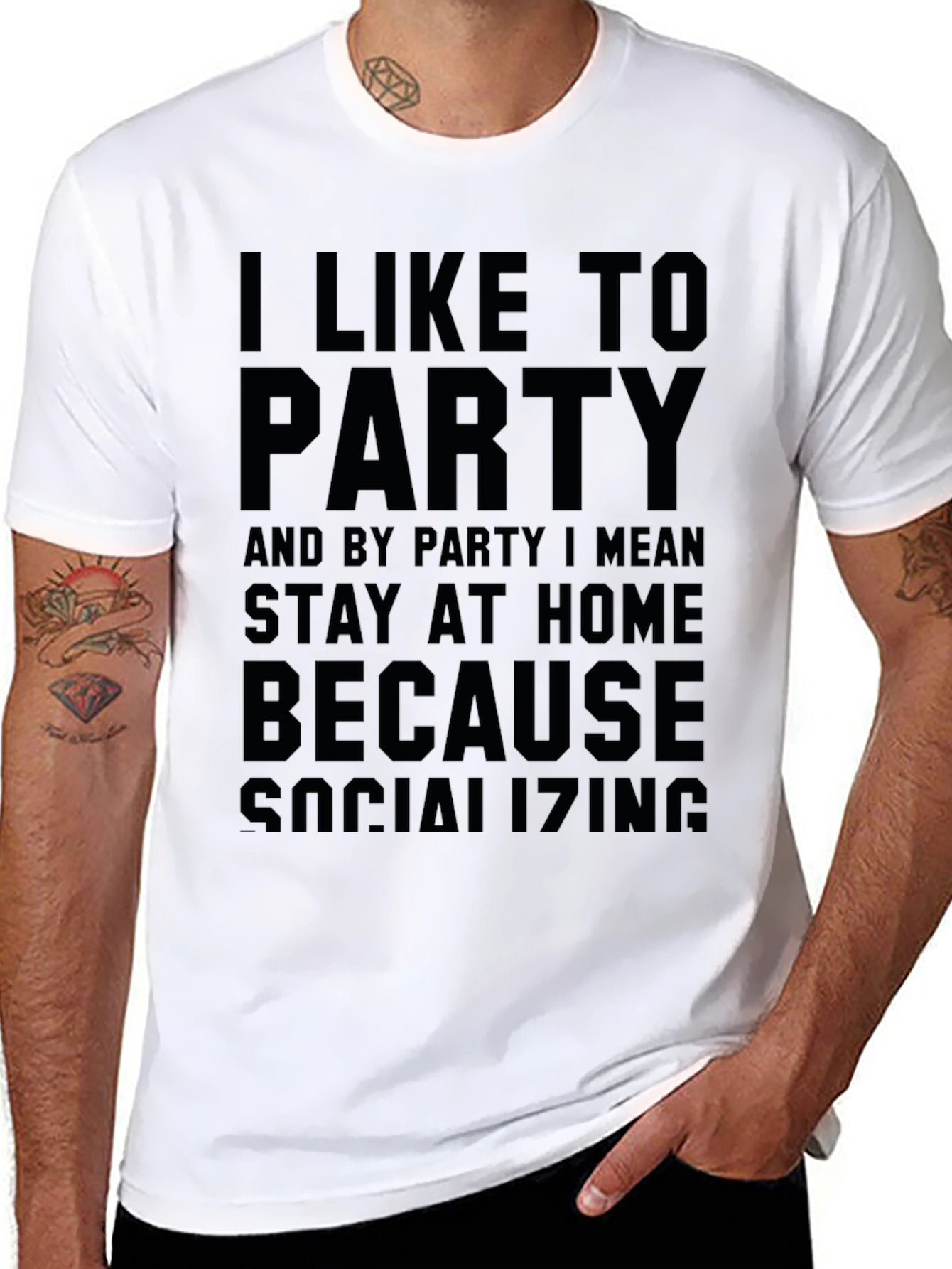 I Like To Party Slogan Black Graphic Tee
