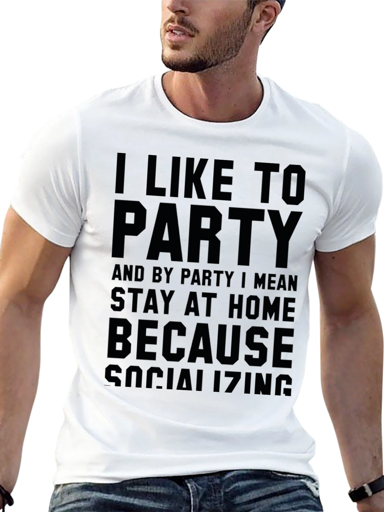 I Like To Party Slogan Black Graphic Tee