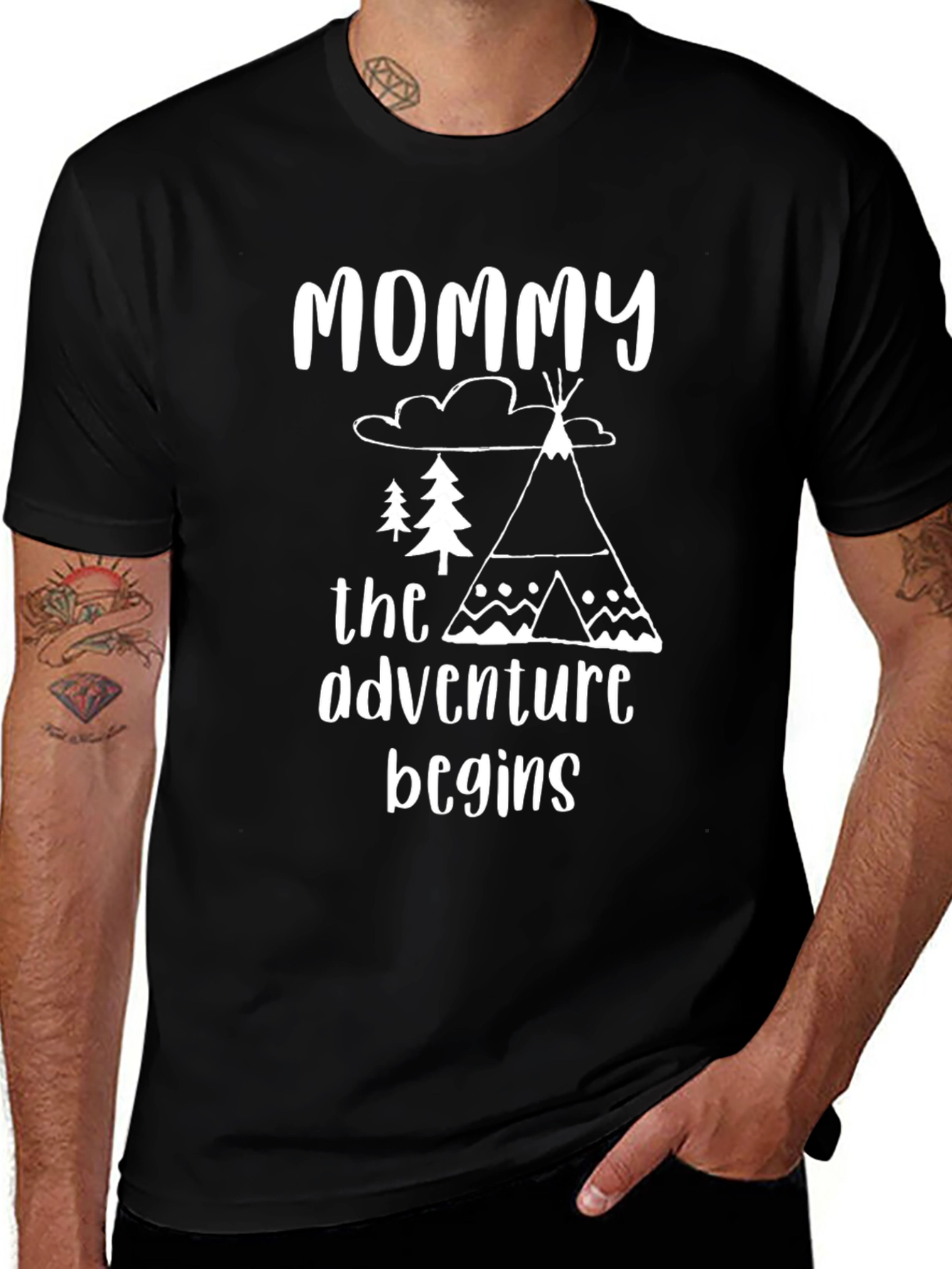 Mommy The Adventure Begins Black T-Shirt