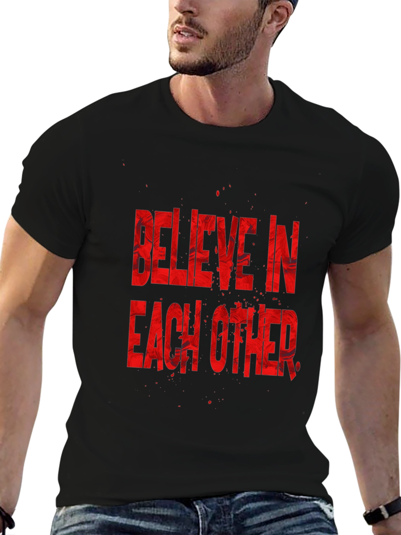 Believe In Each Other Graphic Tee - Black