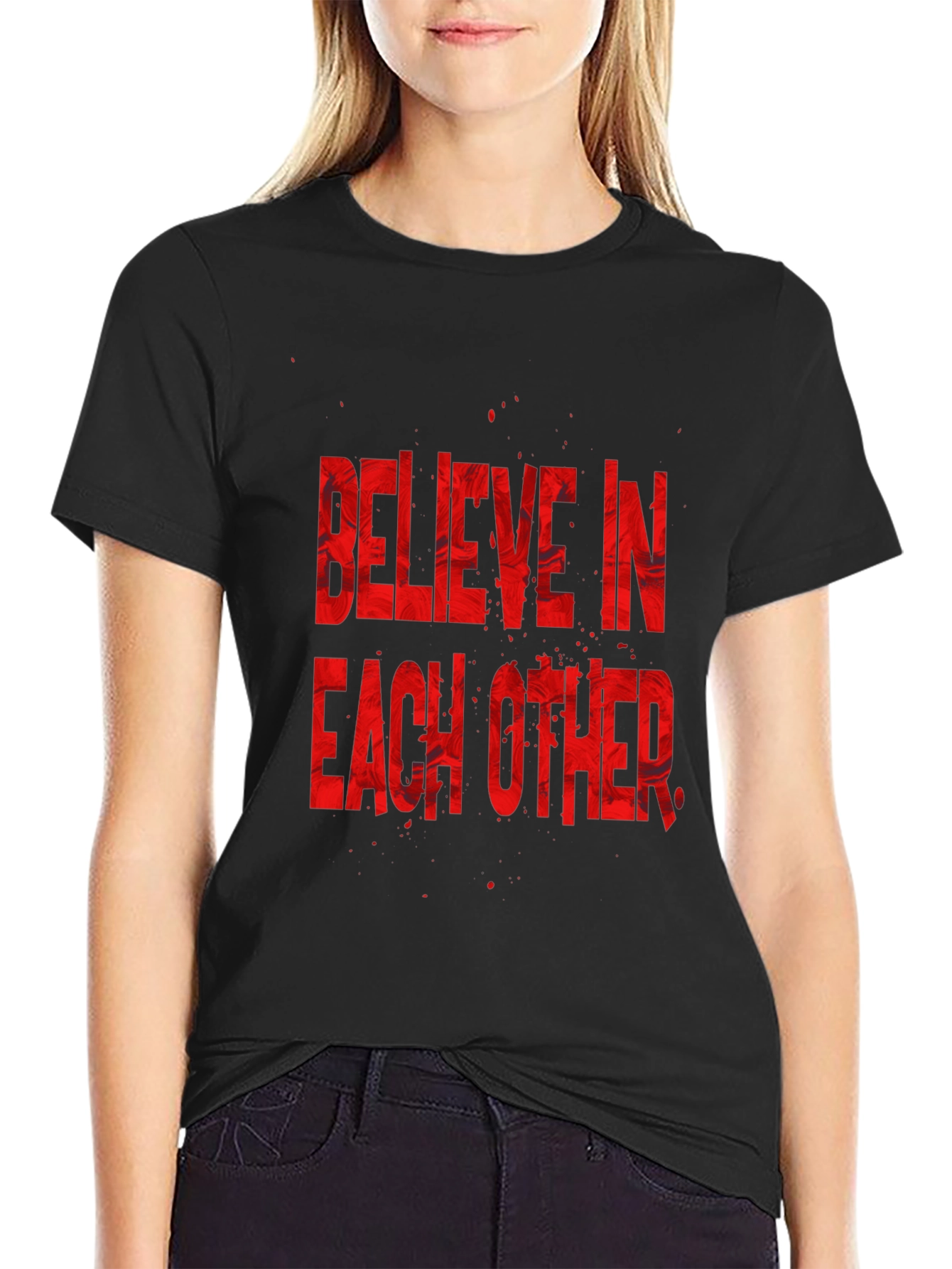 Believe In Each Other Graphic Tee - Black