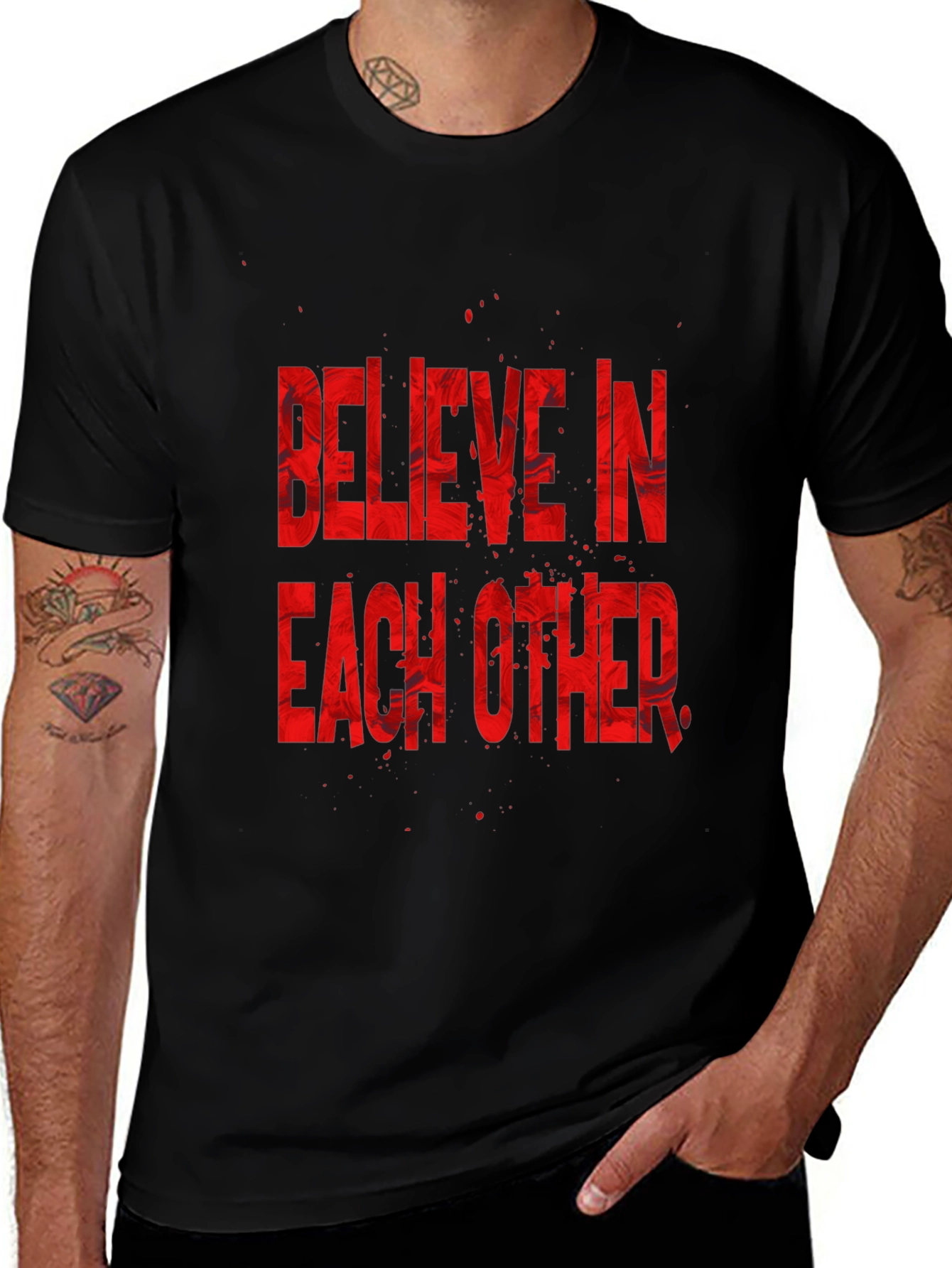 Believe In Each Other Graphic Tee - Black