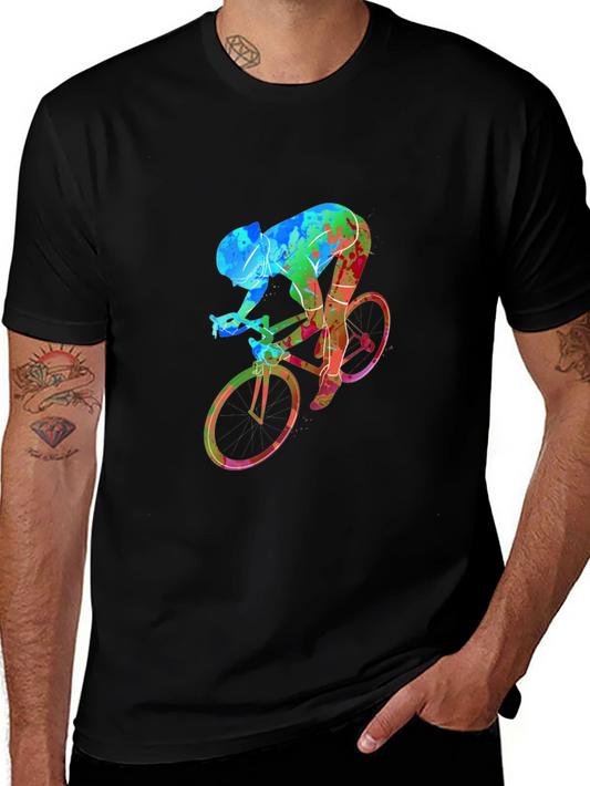 Colorful Cyclist Graphic T-Shirt