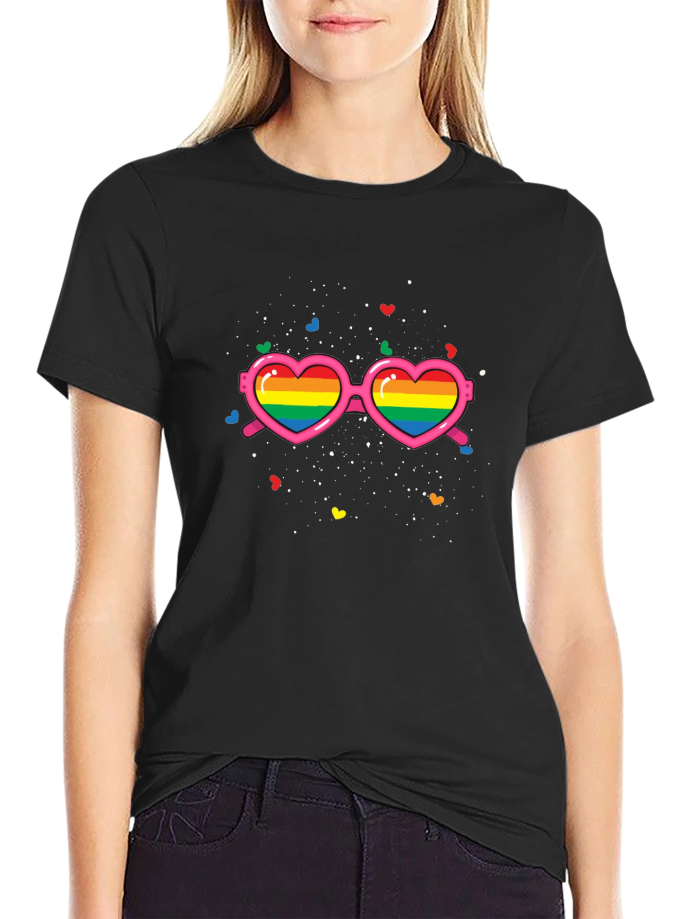 Pride Rainbow Heart Sunglasses T-Shirt