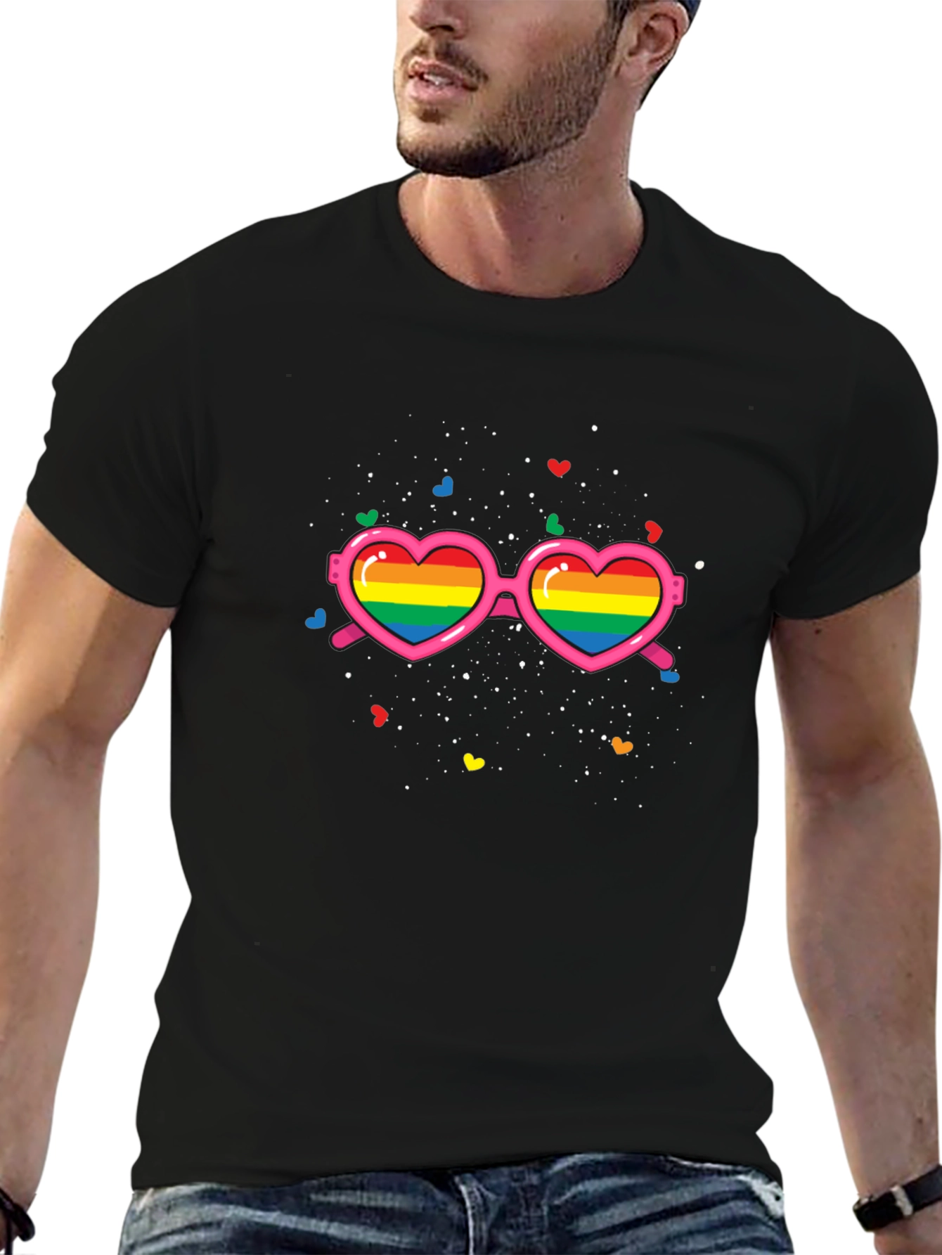 Pride Rainbow Heart Sunglasses T-Shirt