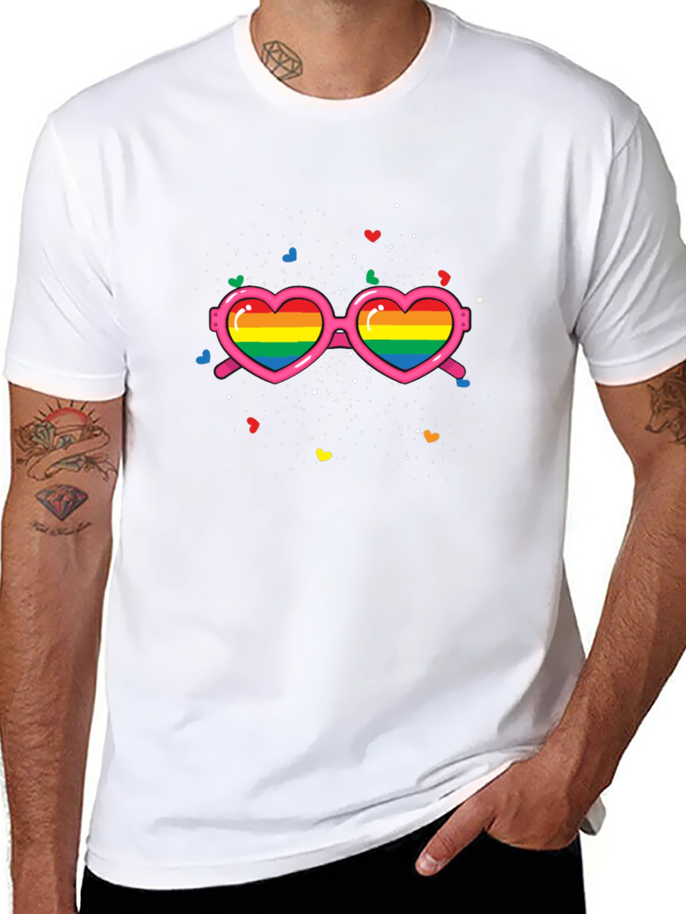 Pride Rainbow Heart Sunglasses T-Shirt