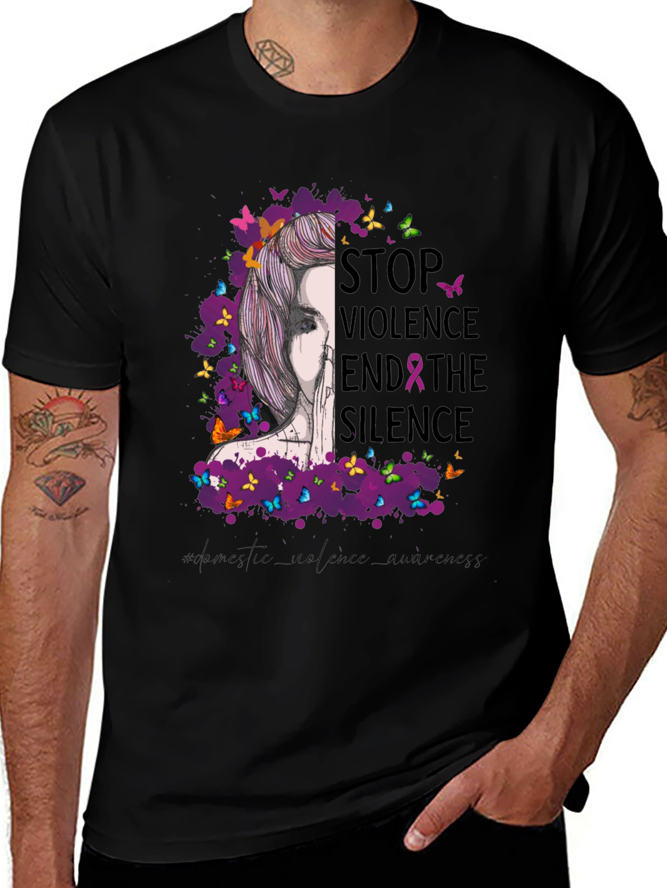 Stop Violence Awareness T-Shirt - Butterfly Design