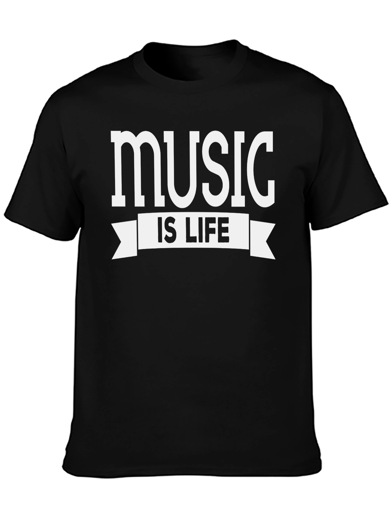 Music is Life T-Shirt - Black Cotton Tee