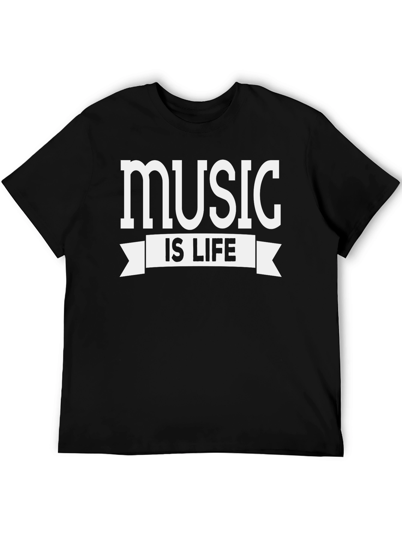Music is Life T-Shirt - Black Cotton Tee