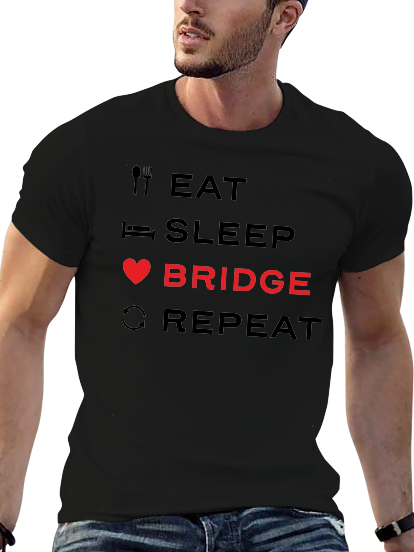 Eat Sleep Bridge Repeat T-Shirt - Bridge Player Gift